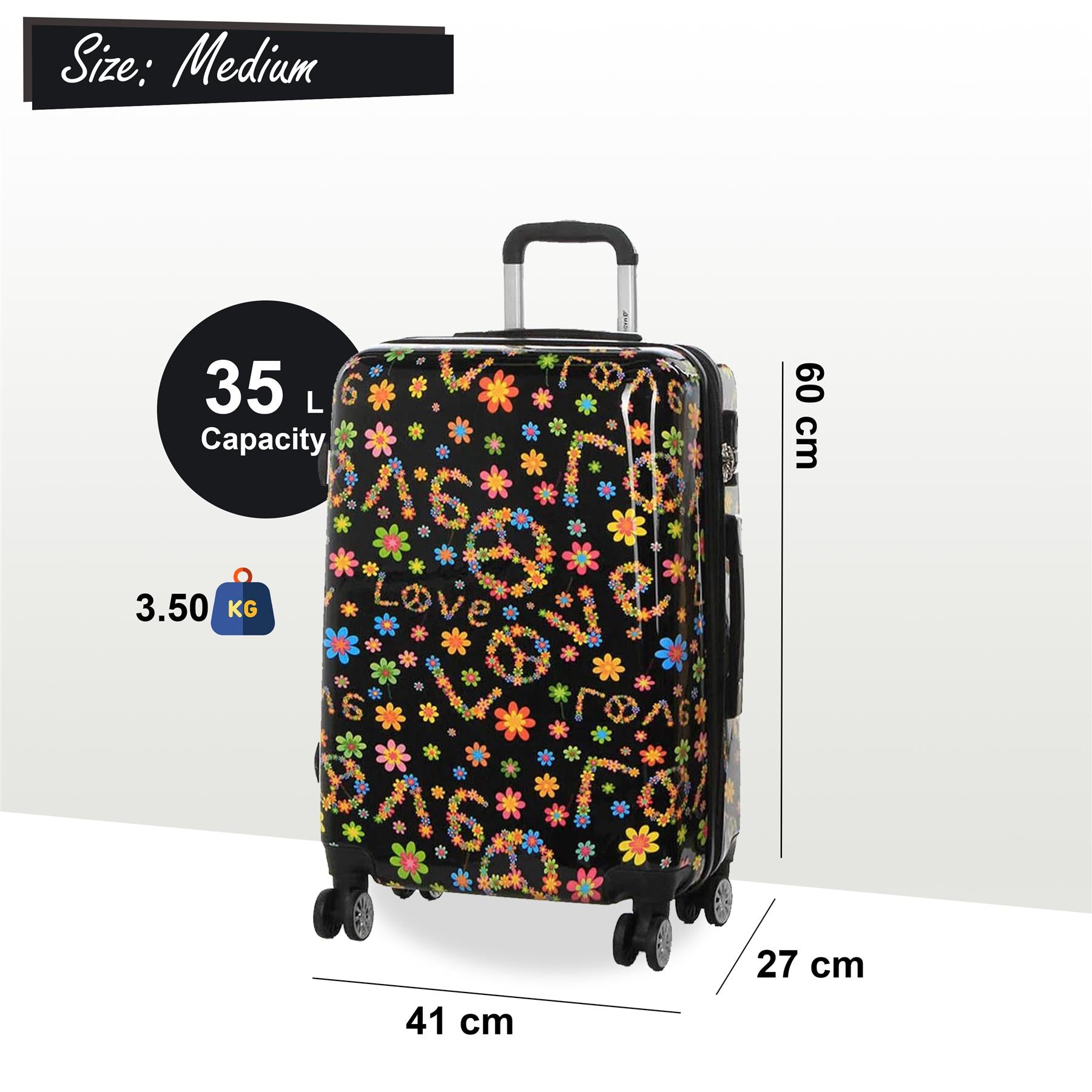 Hard Shell Printed Dual 4 Wheel Luggage Suitcase