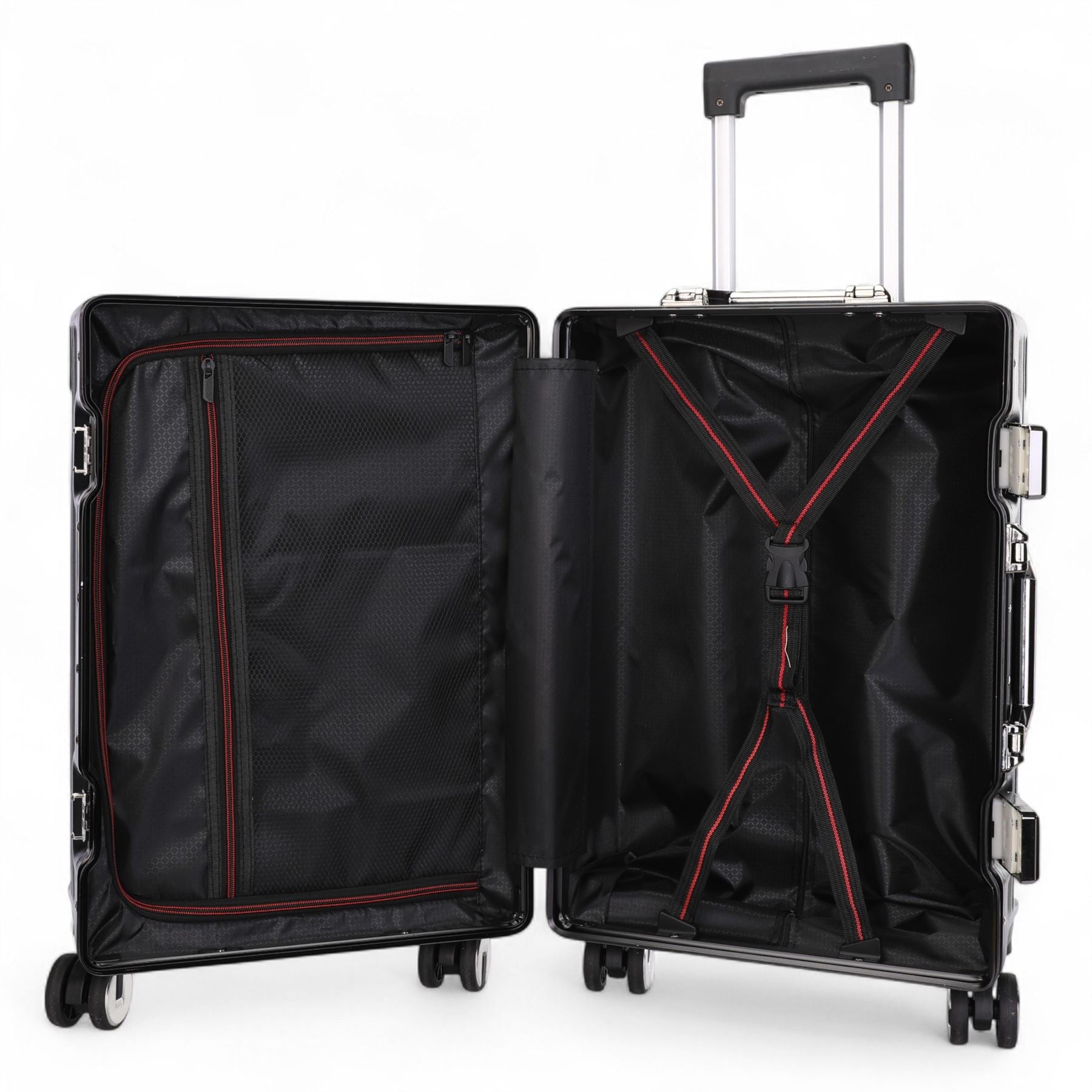 Hardshell Charcoal Black Suitcase Set Robust 8 Wheel Luggage Cabin Case Bag - IL-PC-ALLOY-CHAR
