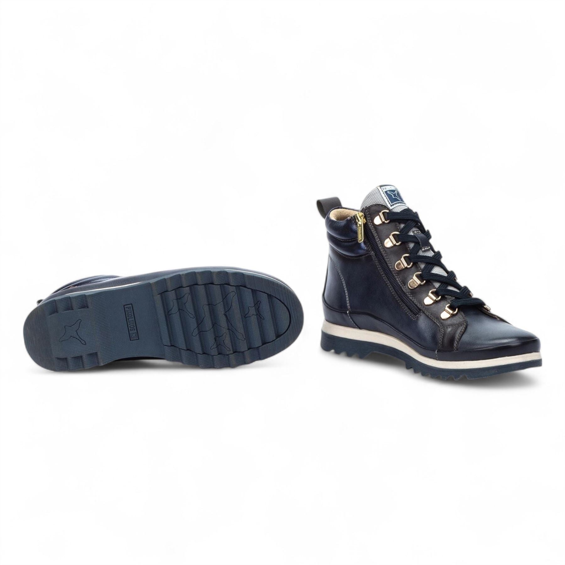 Pikolinos Women’s Blue Leather Ankle Trainers Boots - Vigo