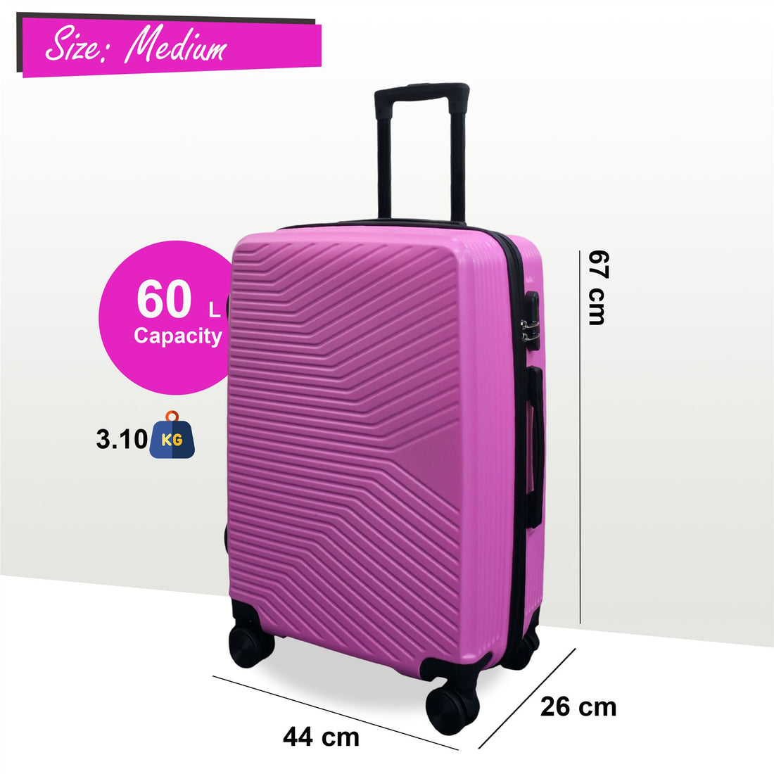 Junee Medium Hard Shell Suitcase in Pink