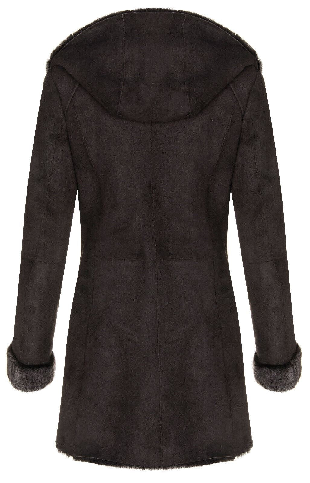 Womens Suede Merino Sheepskin Hooded Coat-Ryde