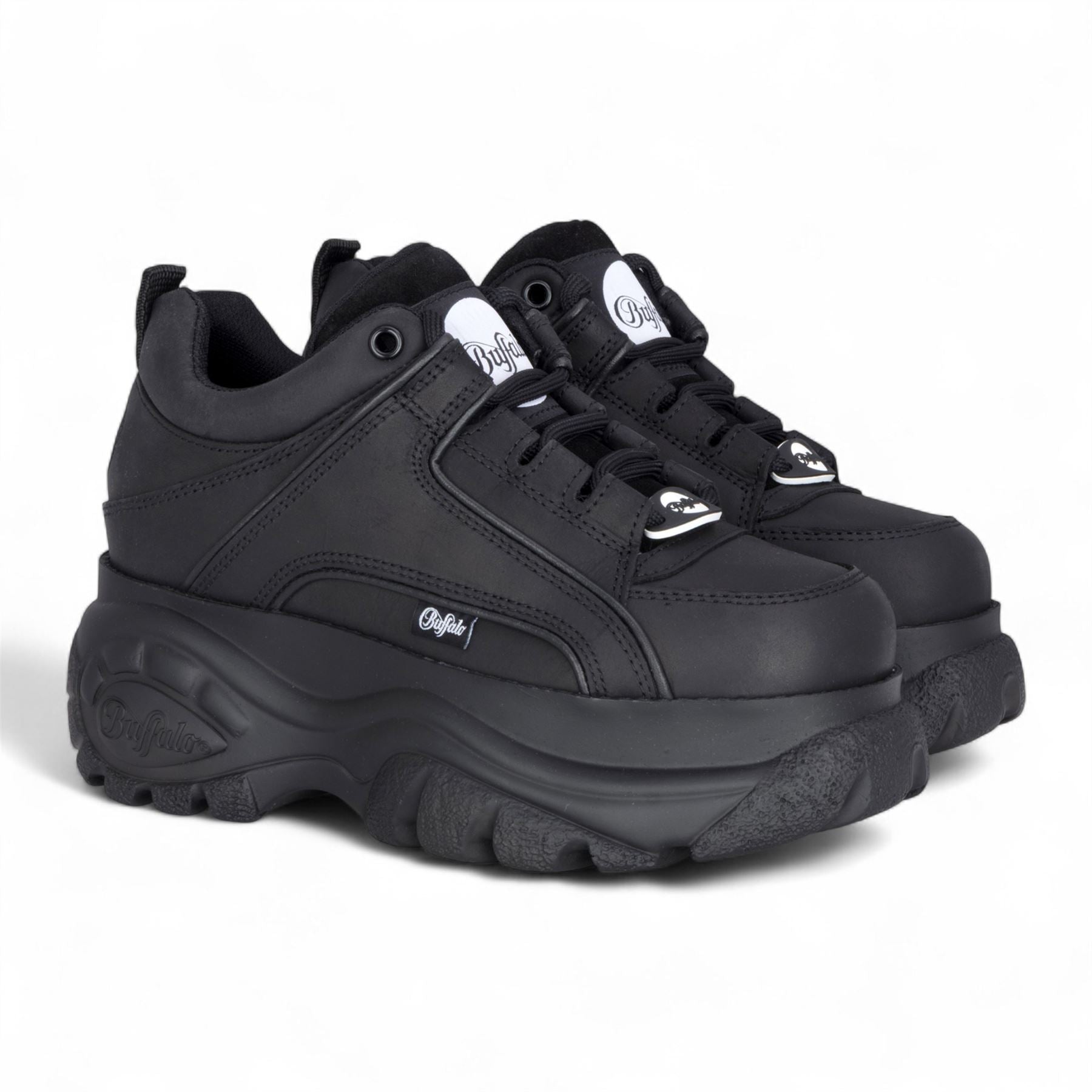 Buffalo Womens Black Leather Chunky Platform Fashion Trainers - 1339-14-2.0