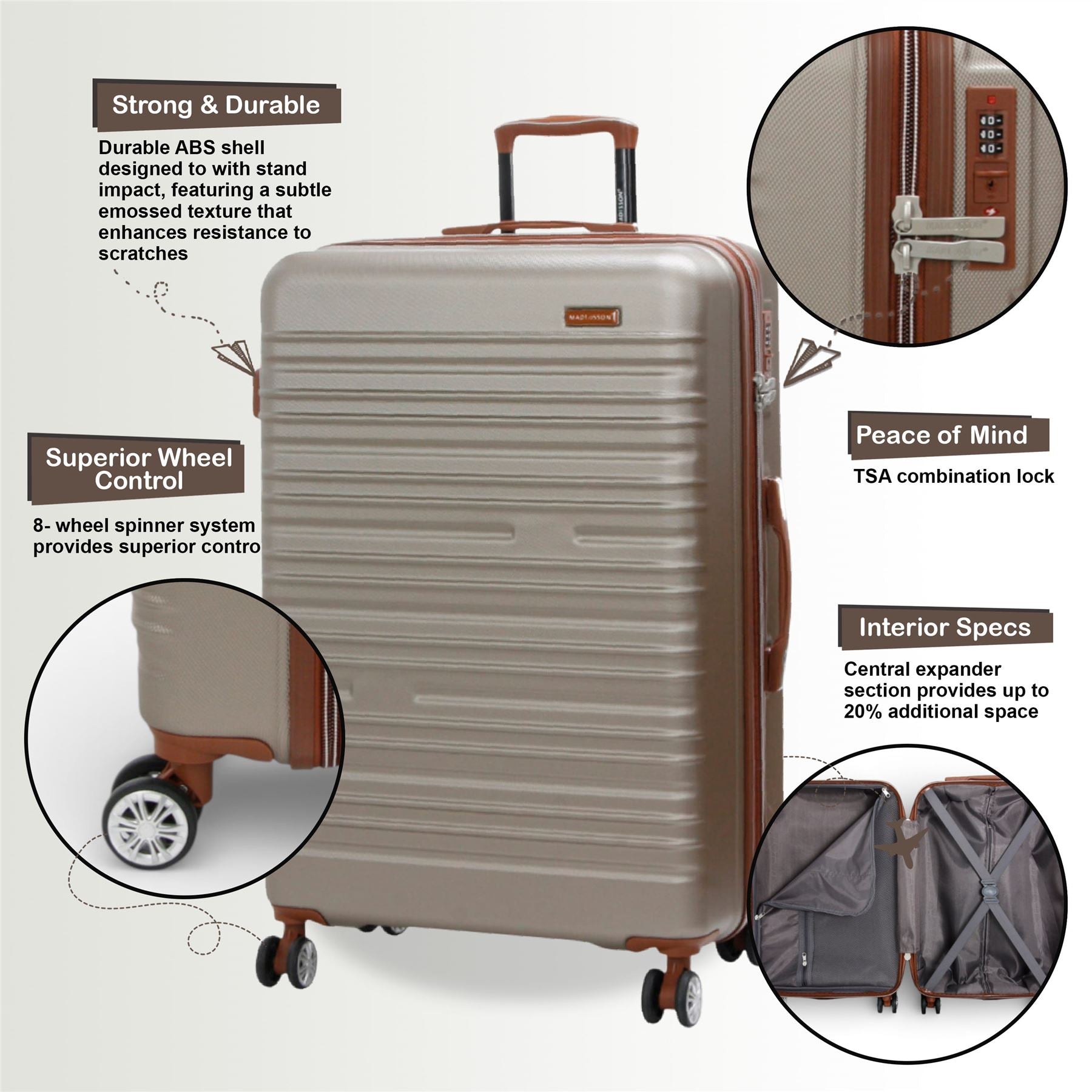Armidale Large Hard Shell Suitcase in Champagne