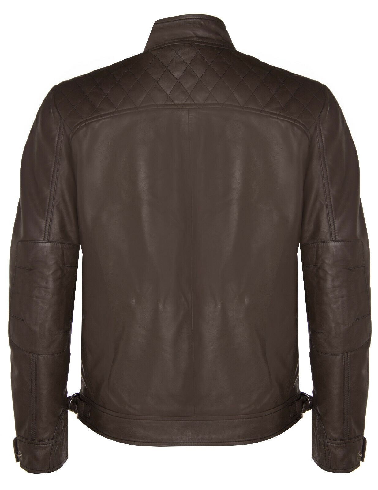 Men Classic Leather Quilted Biker Jacket-Silsden