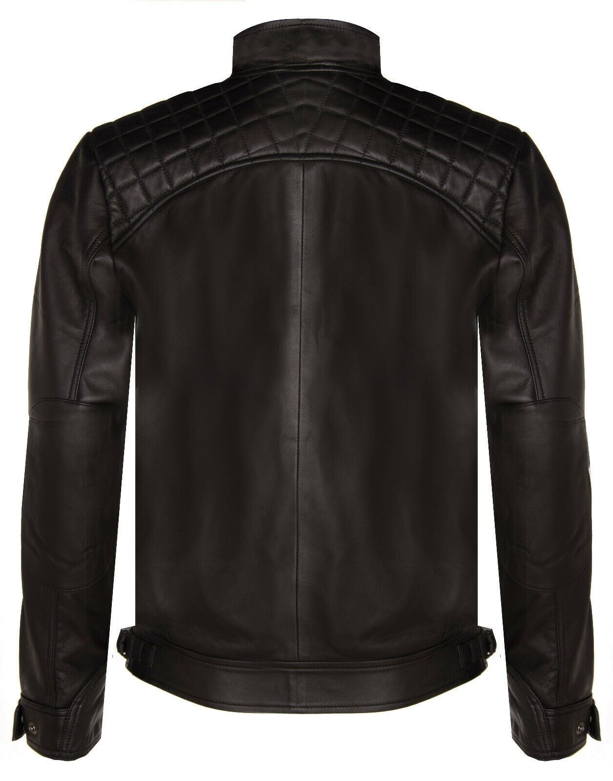 Men Classic Leather Quilted Biker Jacket-Silsden