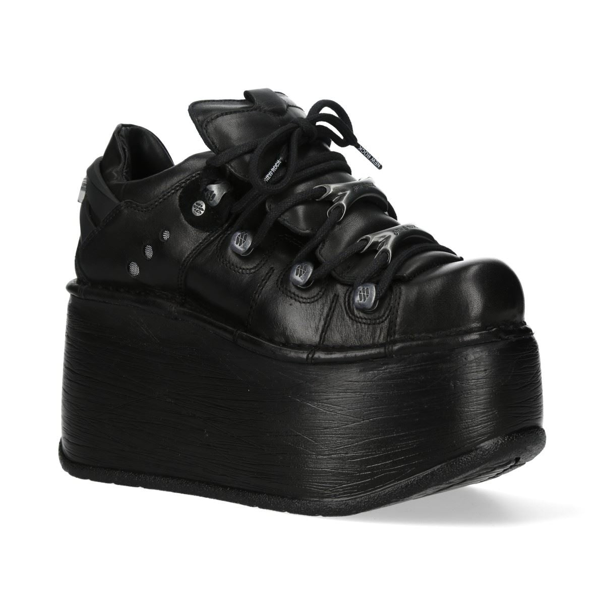 New Rock M-120N-C96 Black Leather Gothic Chunky Platform Ankle Boots