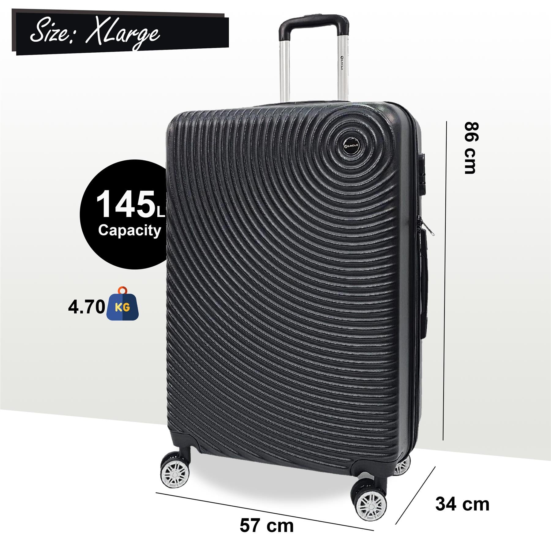 Brookside Extra Large Hard Shell Suitcase in Black