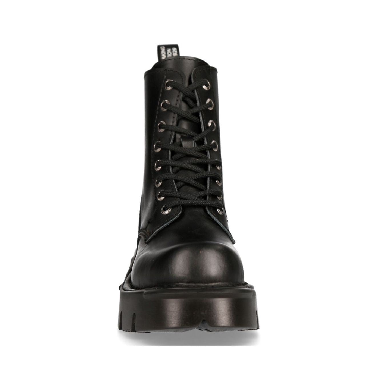 New Rock Unisex Black Gothic Military Biker Boots- MILI084N-S3