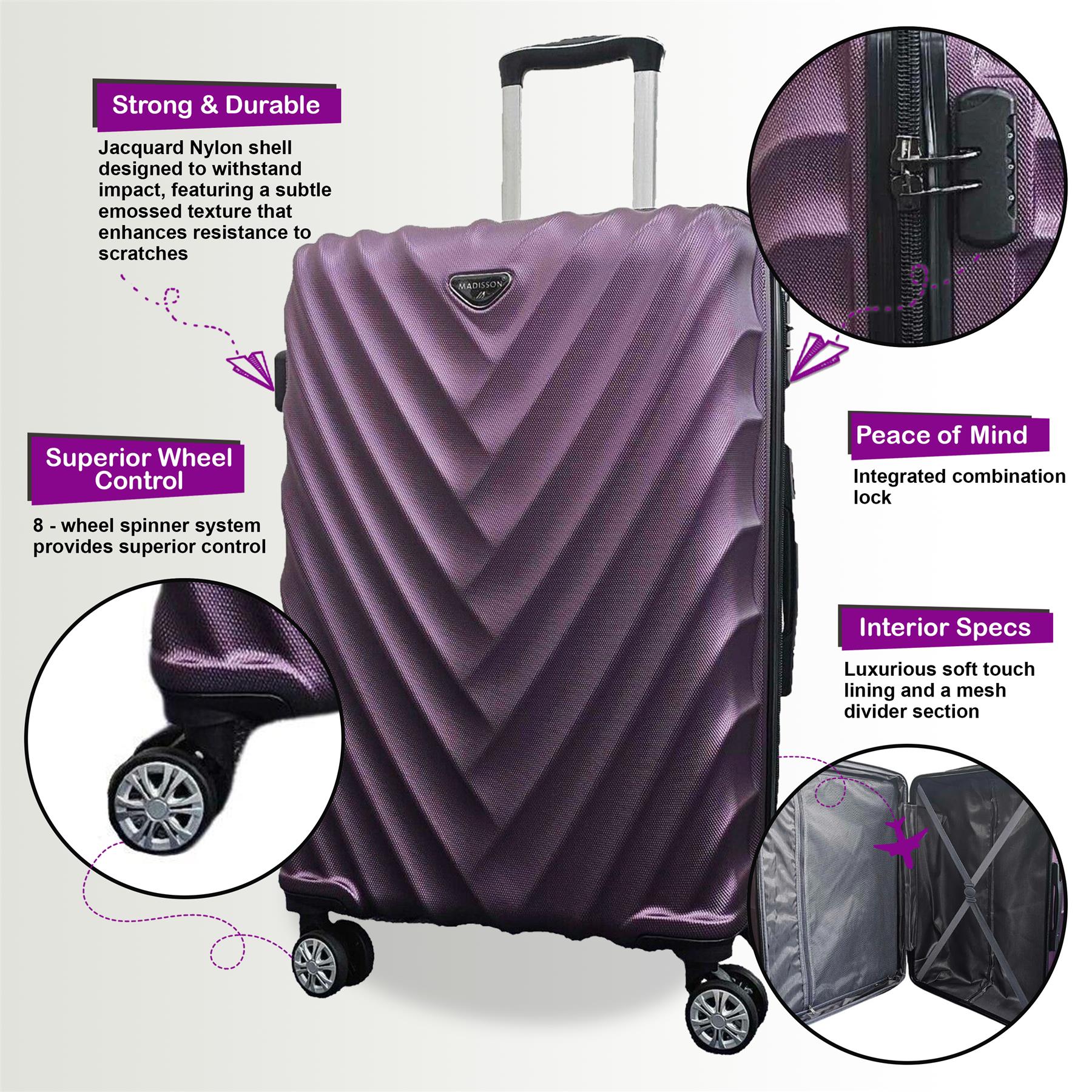 Chatom Large Hard Shell Suitcase in Purple