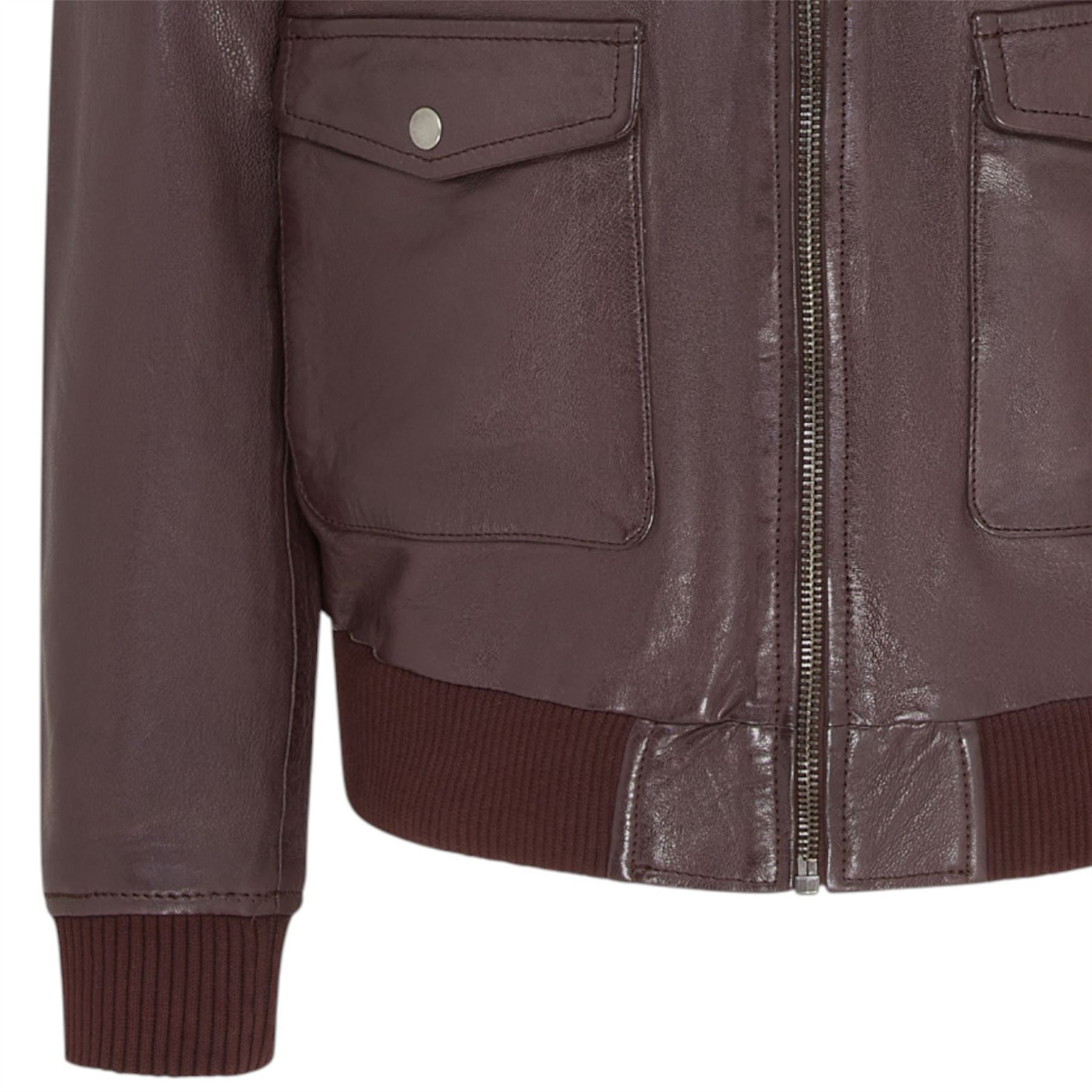 Men’s Leather Bomber G-1 Aviator Collar Jacket - Maverick