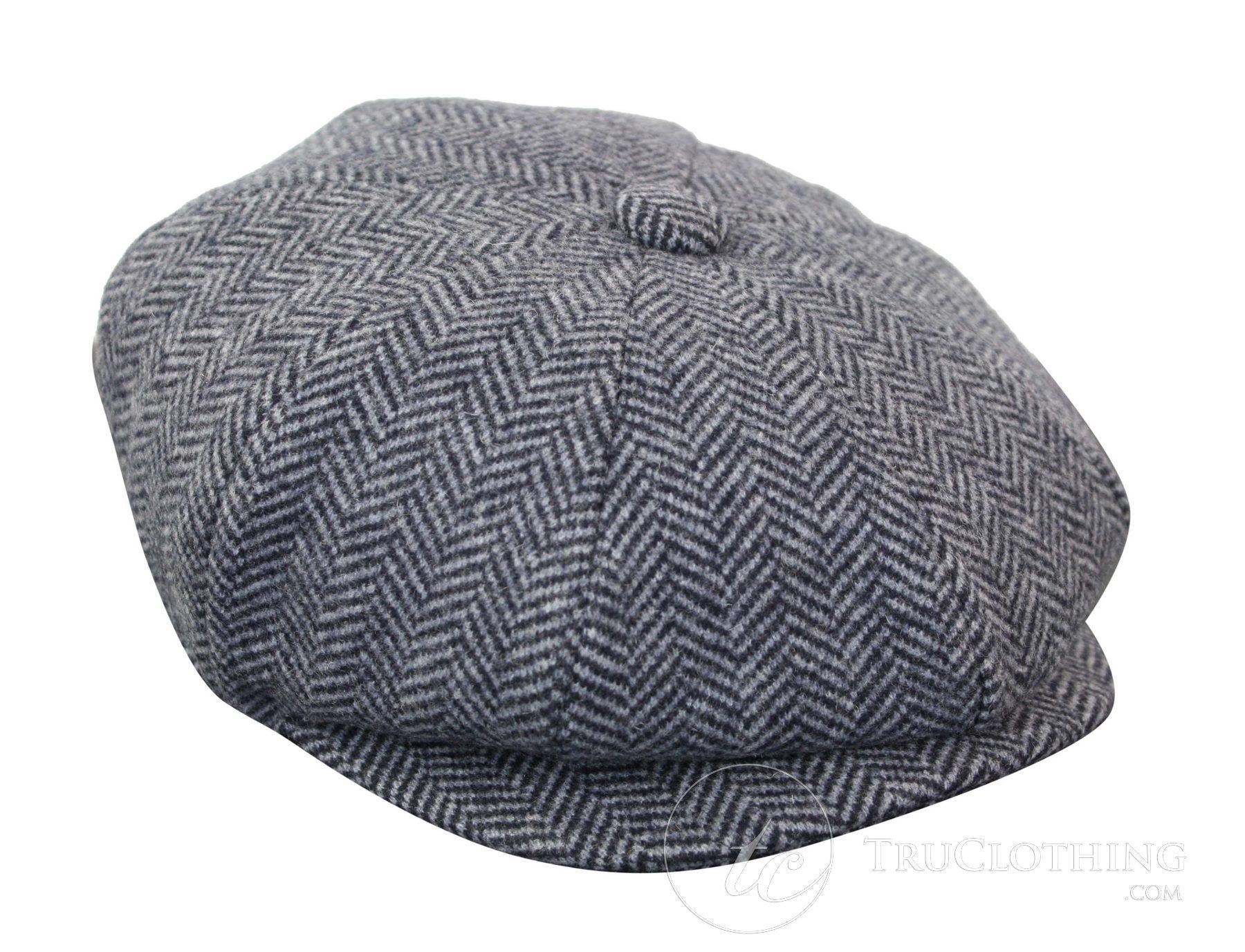 Mens Peaky Blinders Grey Tweed Gatsby Flat Baker Hat