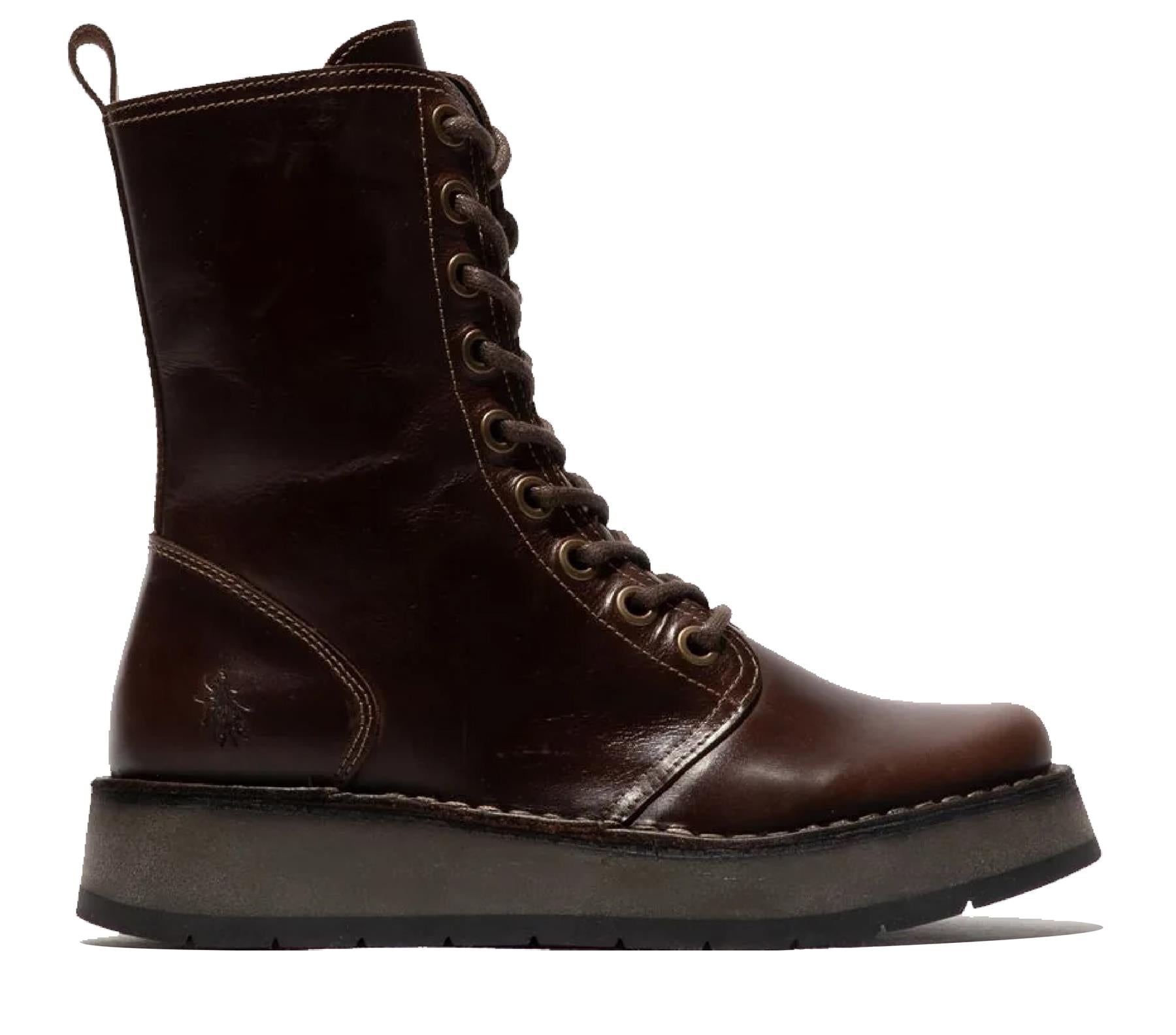 casual dress boots womens Fly London Womens Brown RAMI043 Casual Leather Lace-up Ankle Dress Boots