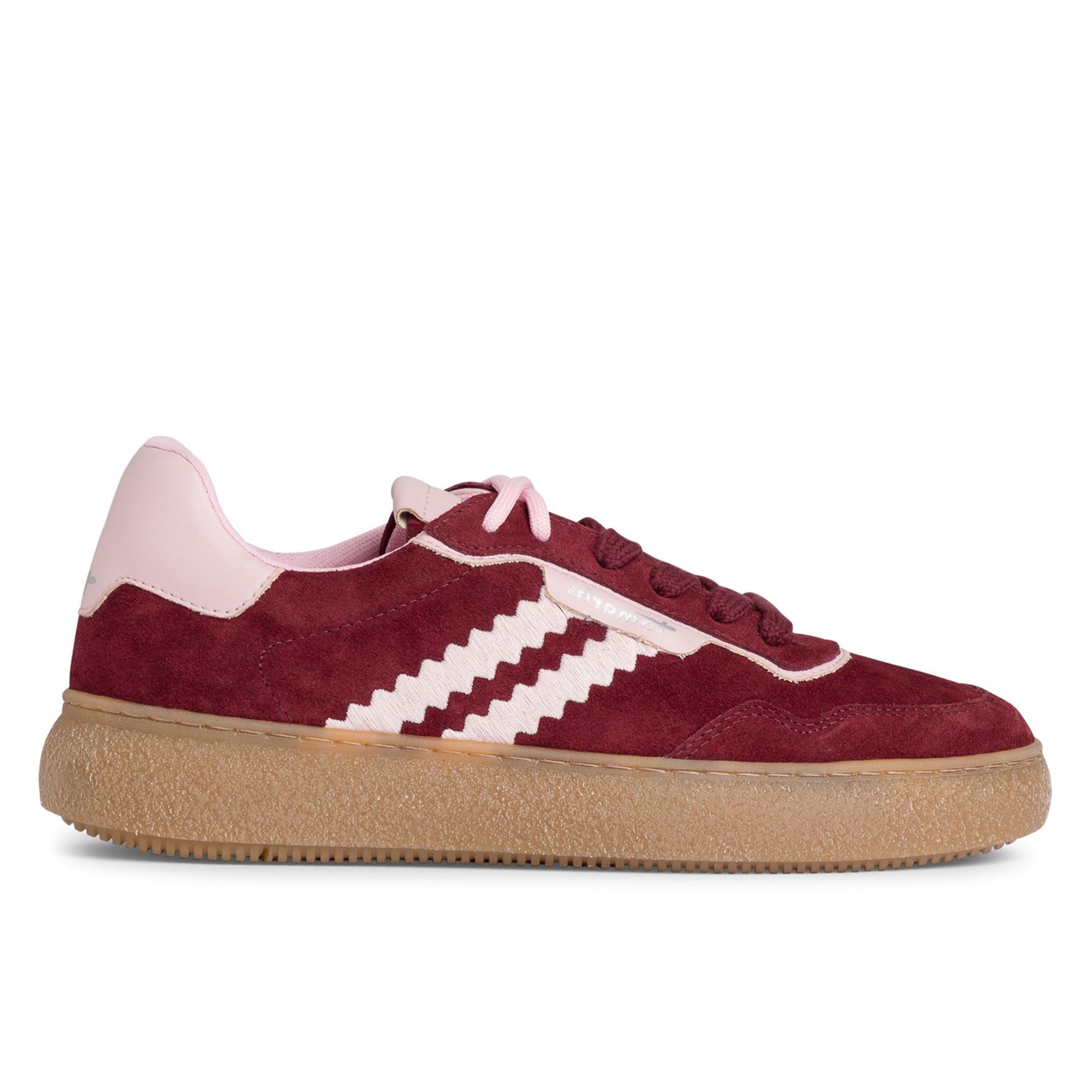 Tamaris Womens Merlot Burgundy Red Leather Fashion Stripe Lace Up Sneakers