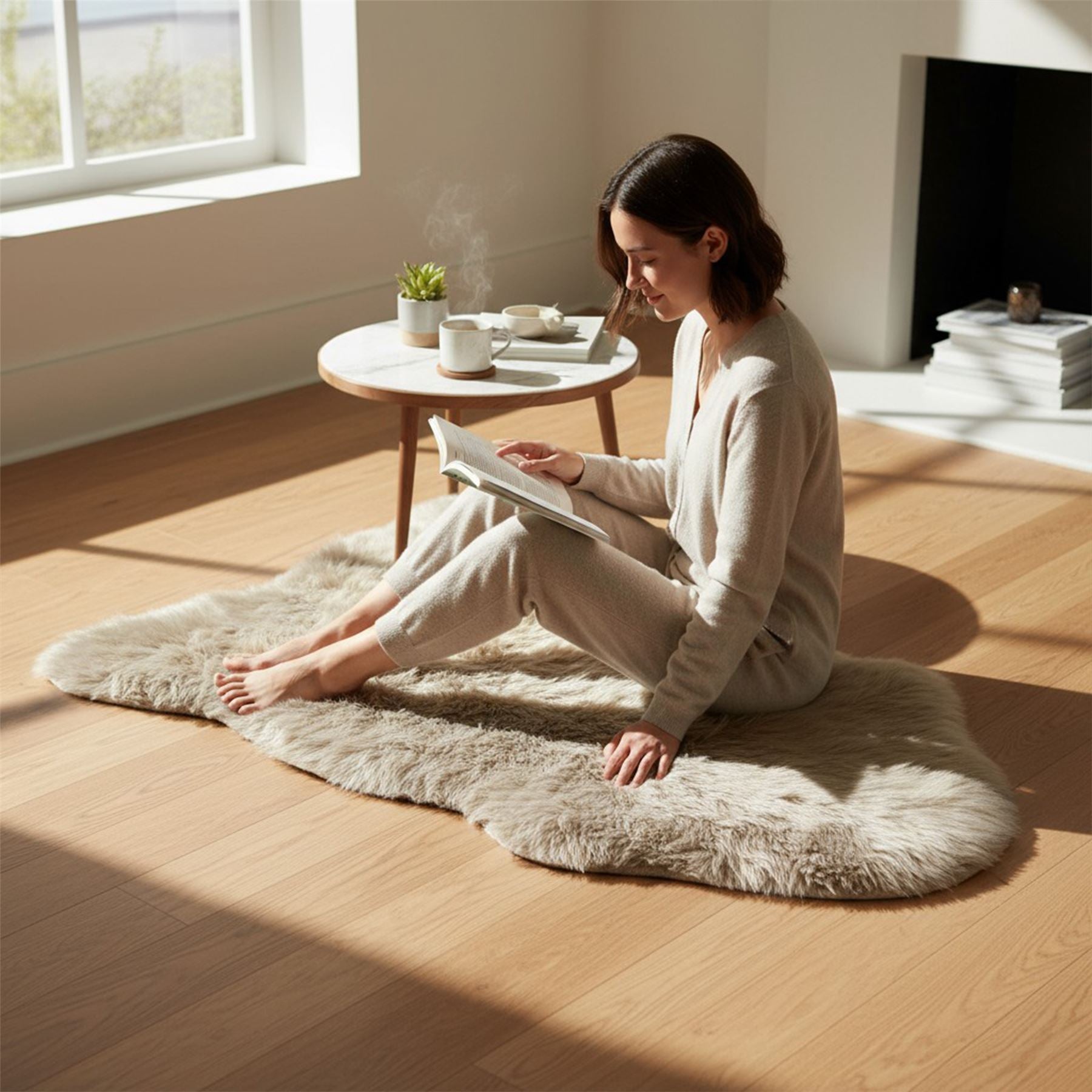 Genuine Sheepskin Natural Silky Soft Fluffy Real Wool Rug