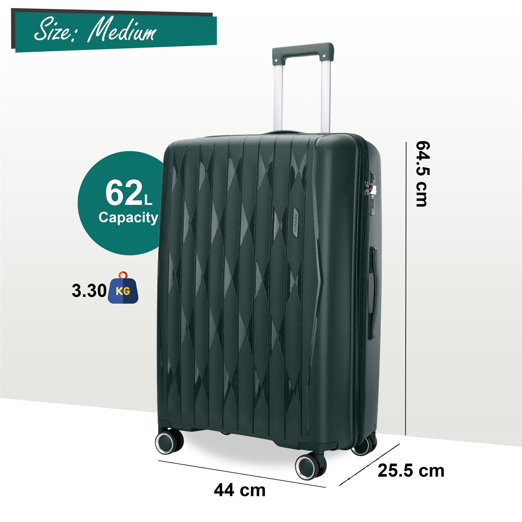 Burnaby Medium Hard Shell Suitcase in Green