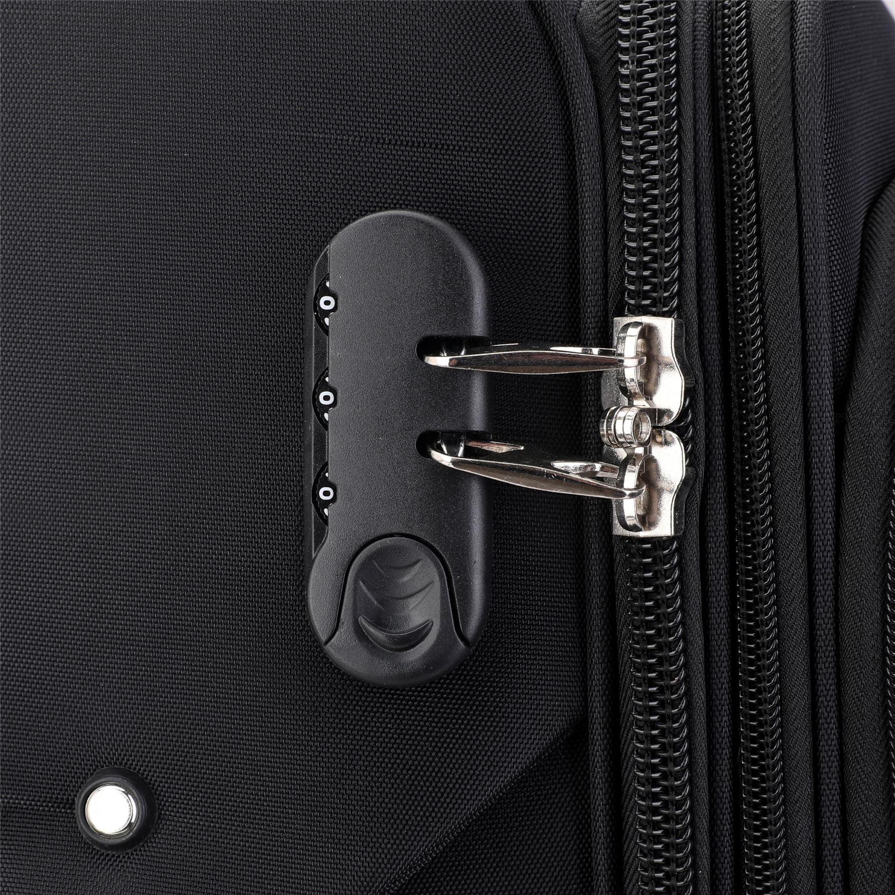 Black Expandable Soft Shell Suitcase 8 Wheel Luggage Set Travel Light Carry On Cabin Bag