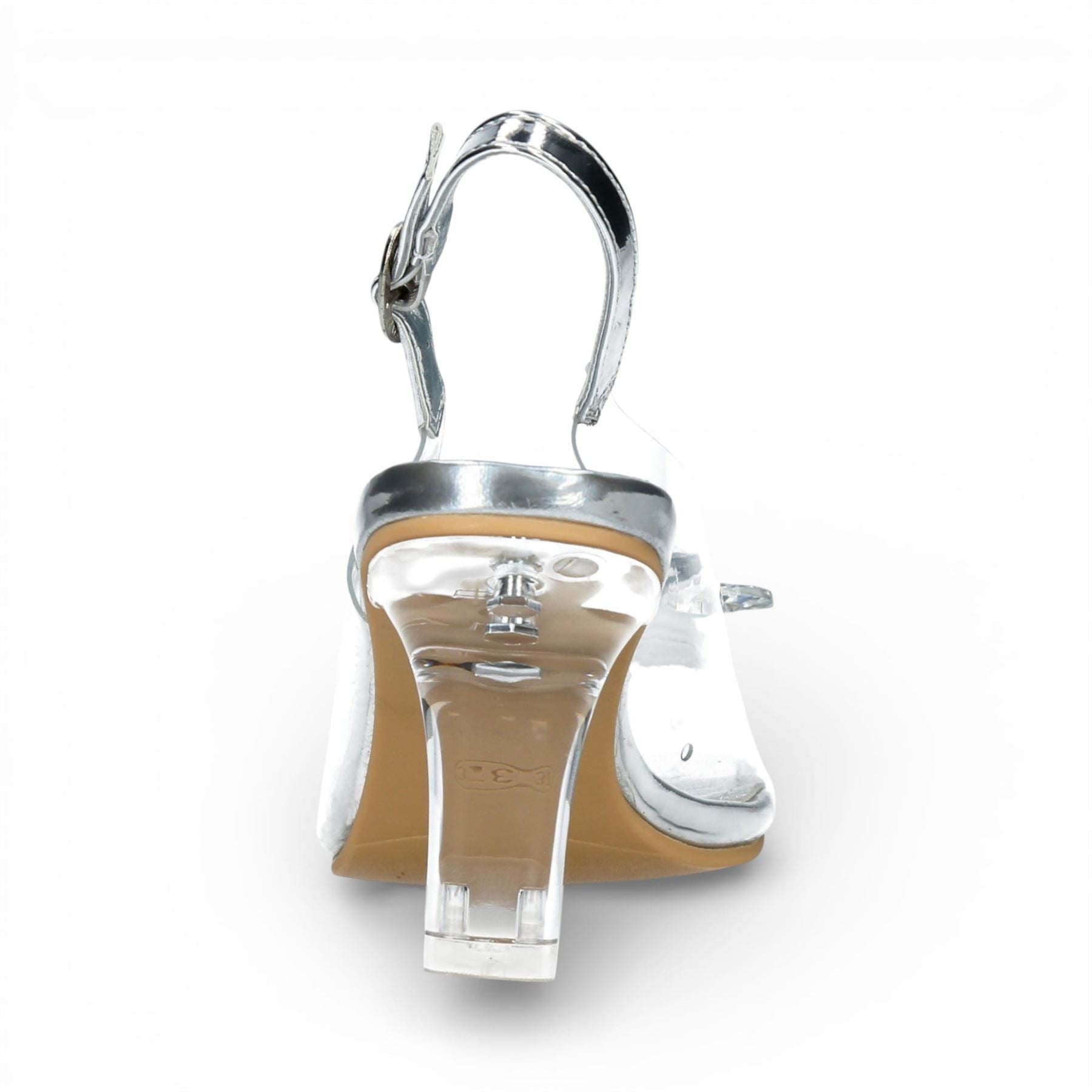 Laura Vita Women’s Mira 01 Clear Silver Slip-On Cinderella Heel Sandals