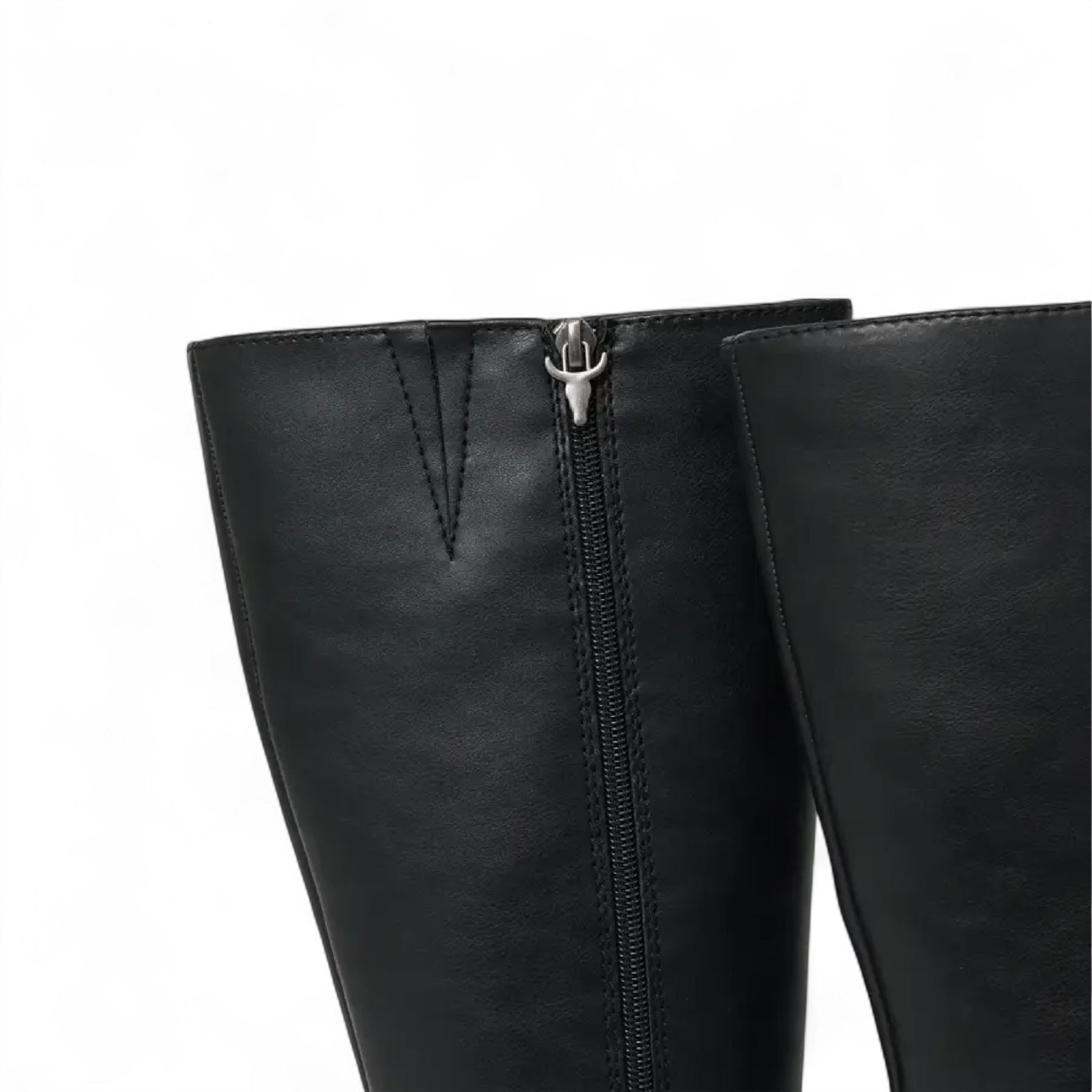 Windsorsmith Womens Black Faux Leather Knee-High Platform Heel Boots - Niche