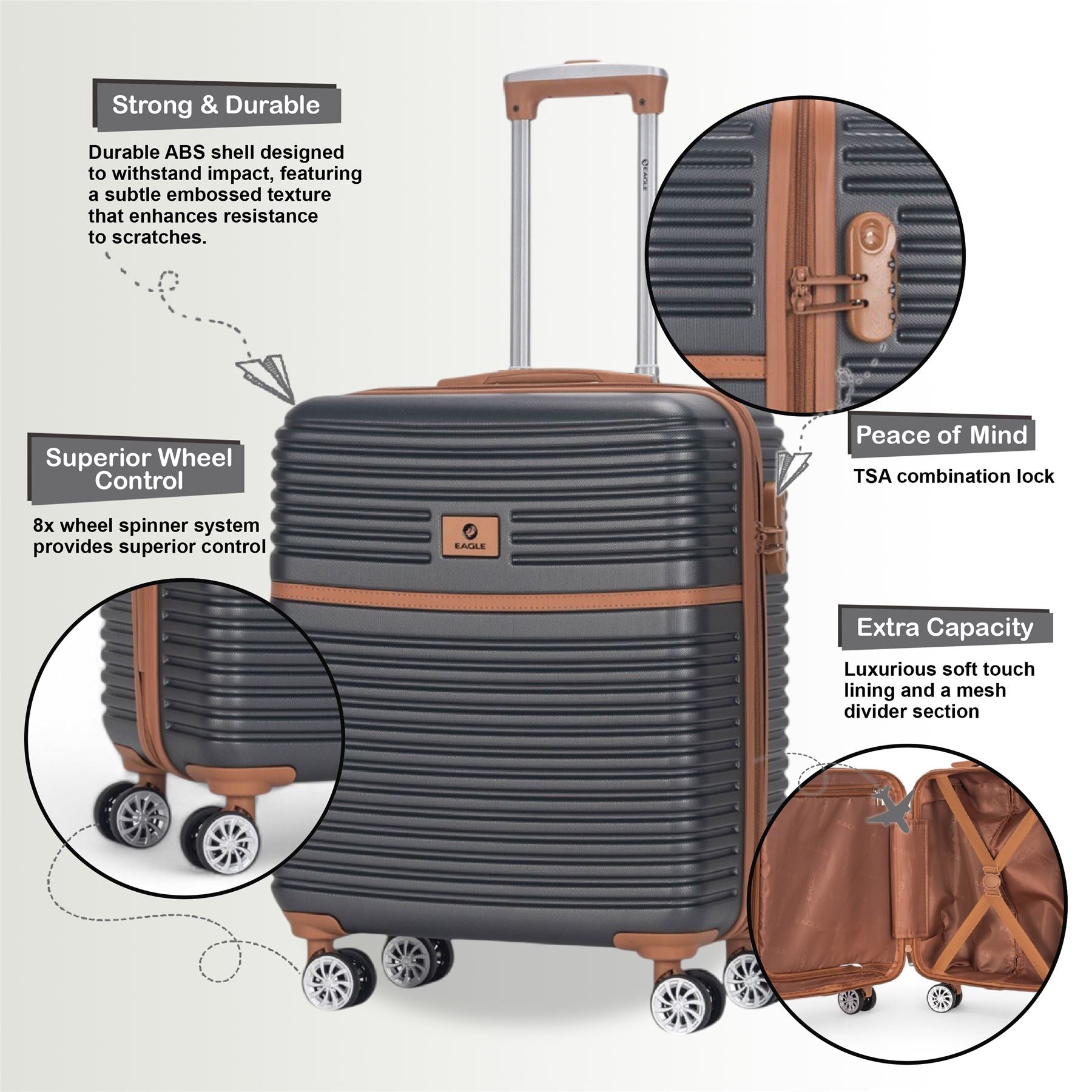 Koga Cabin Hard Shell Suitcase in Grey