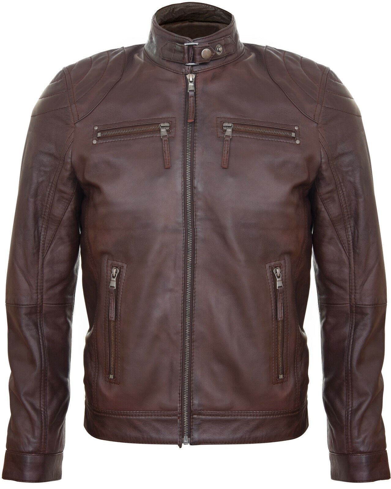 Mens Versatile Moto Leather Biker Jacket-Stapleford