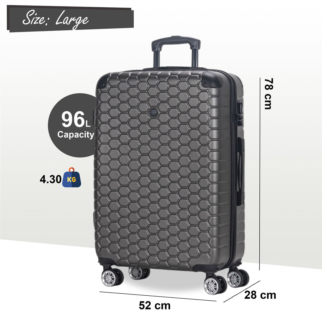 Noda Large Hard Shell Suitcase in Charcoal