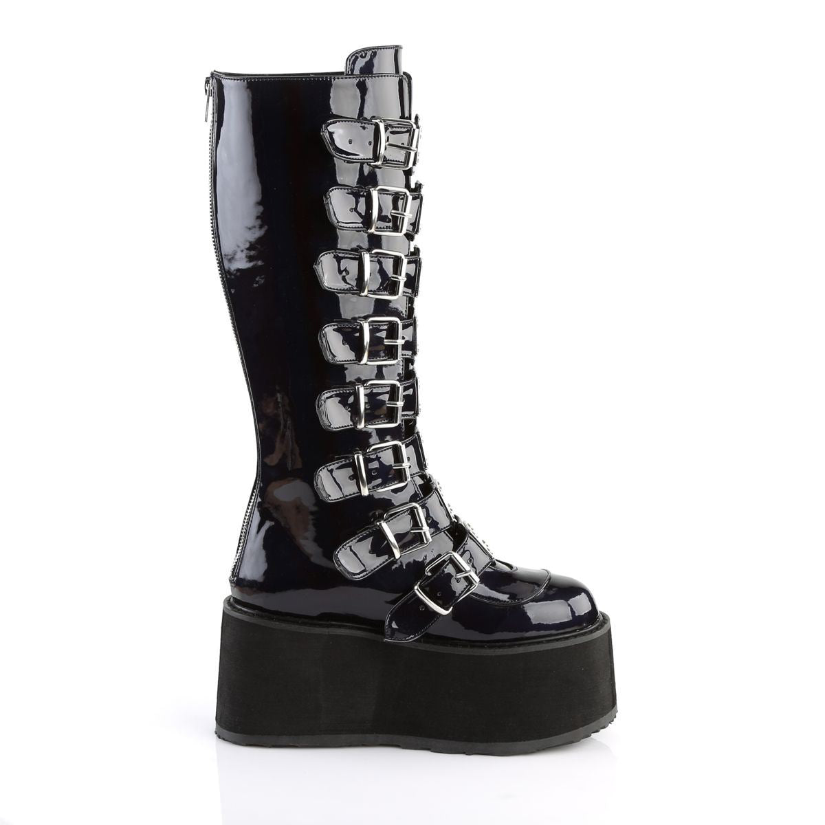 Demonia Damned 318 Black Holographic Knee High Platform Boots