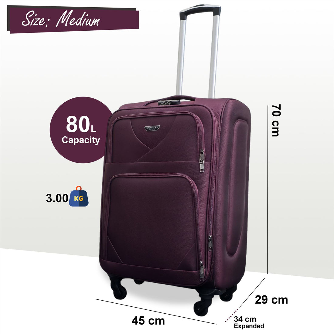 Nagoya Medium Soft Shell Suitcase in Purple