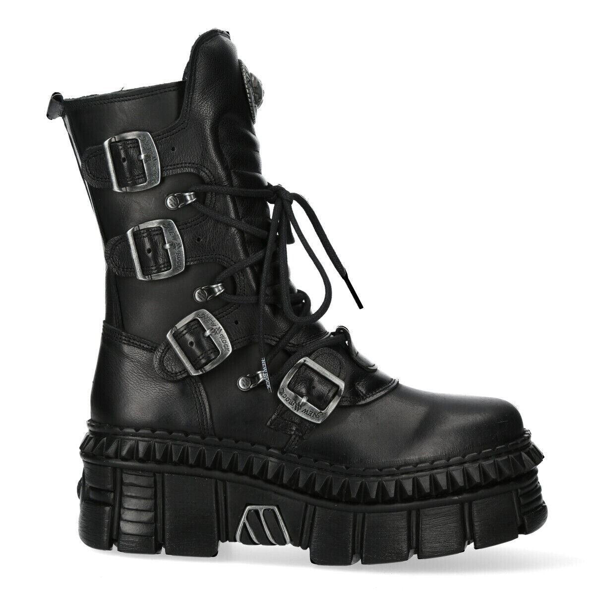 New Rock Mid-Calf Leather Platform Boots-WALL373-S6