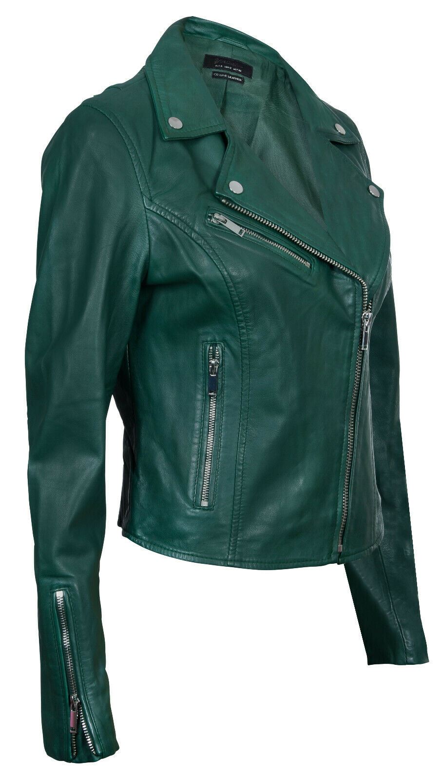 Womens Classic Leather Brando Biker Jacket-Loughton