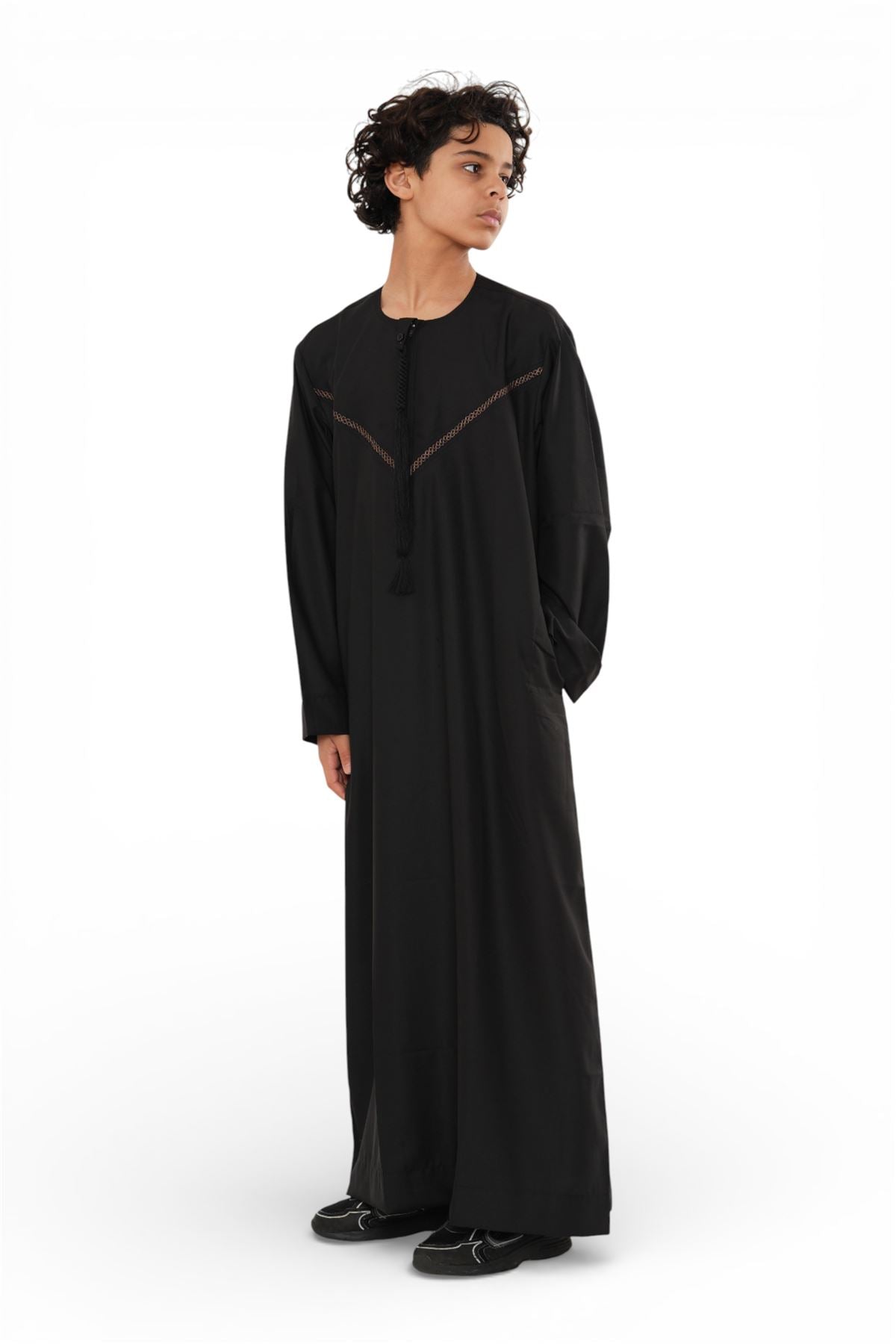 Kids Boys Moroccan Embroidered Djellaba Islamic Jubba Robe Tassel Ramadan Thobe