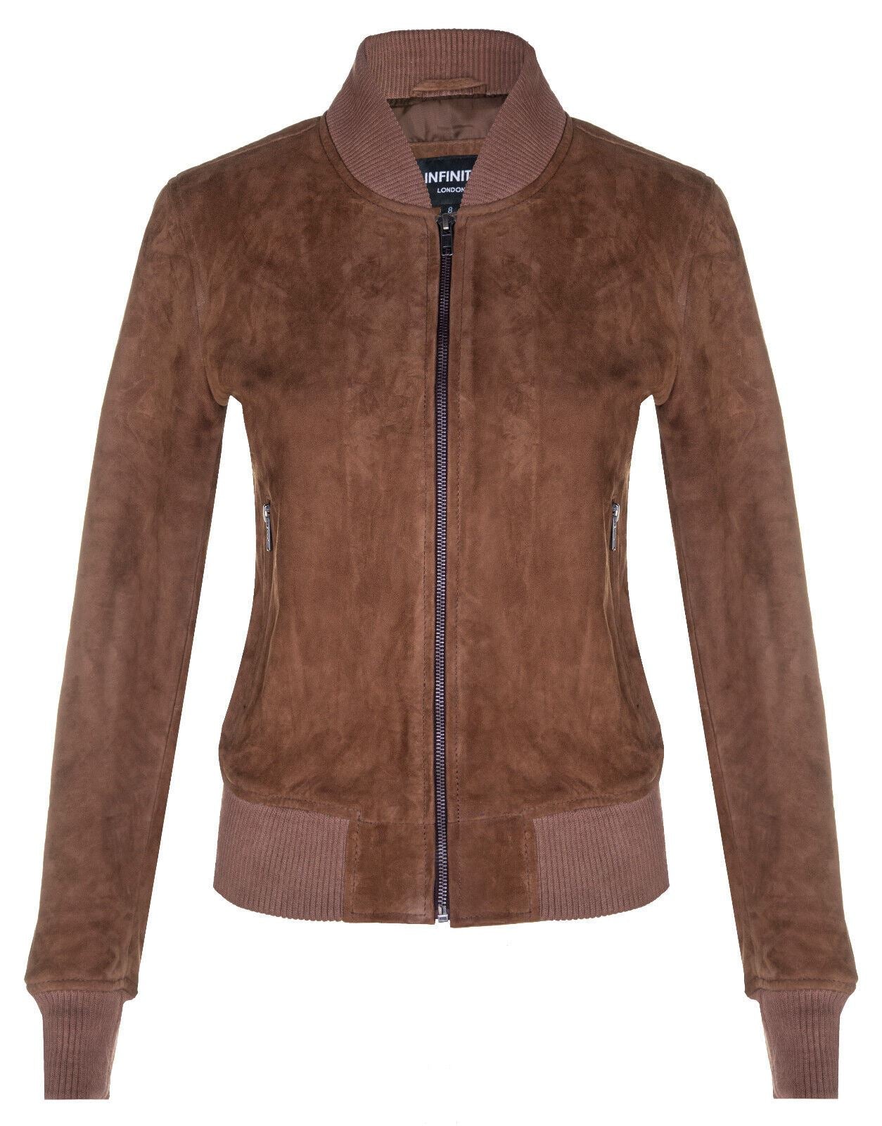 Womens Classic MA-1 Suede Bomber Jacket-Newbury - Upperclass Fashions