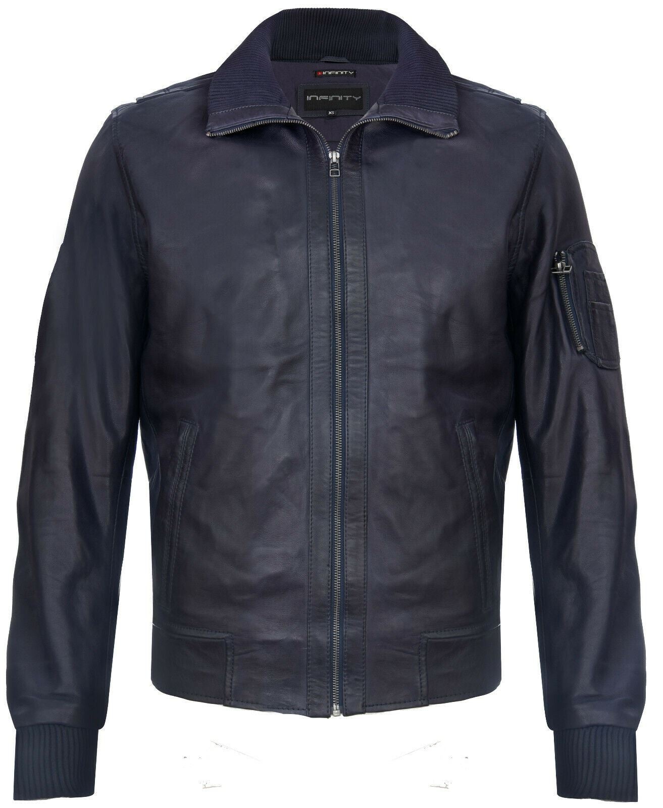 Mens Smart Leather Varsity Bomber Jacket-Chesterfield