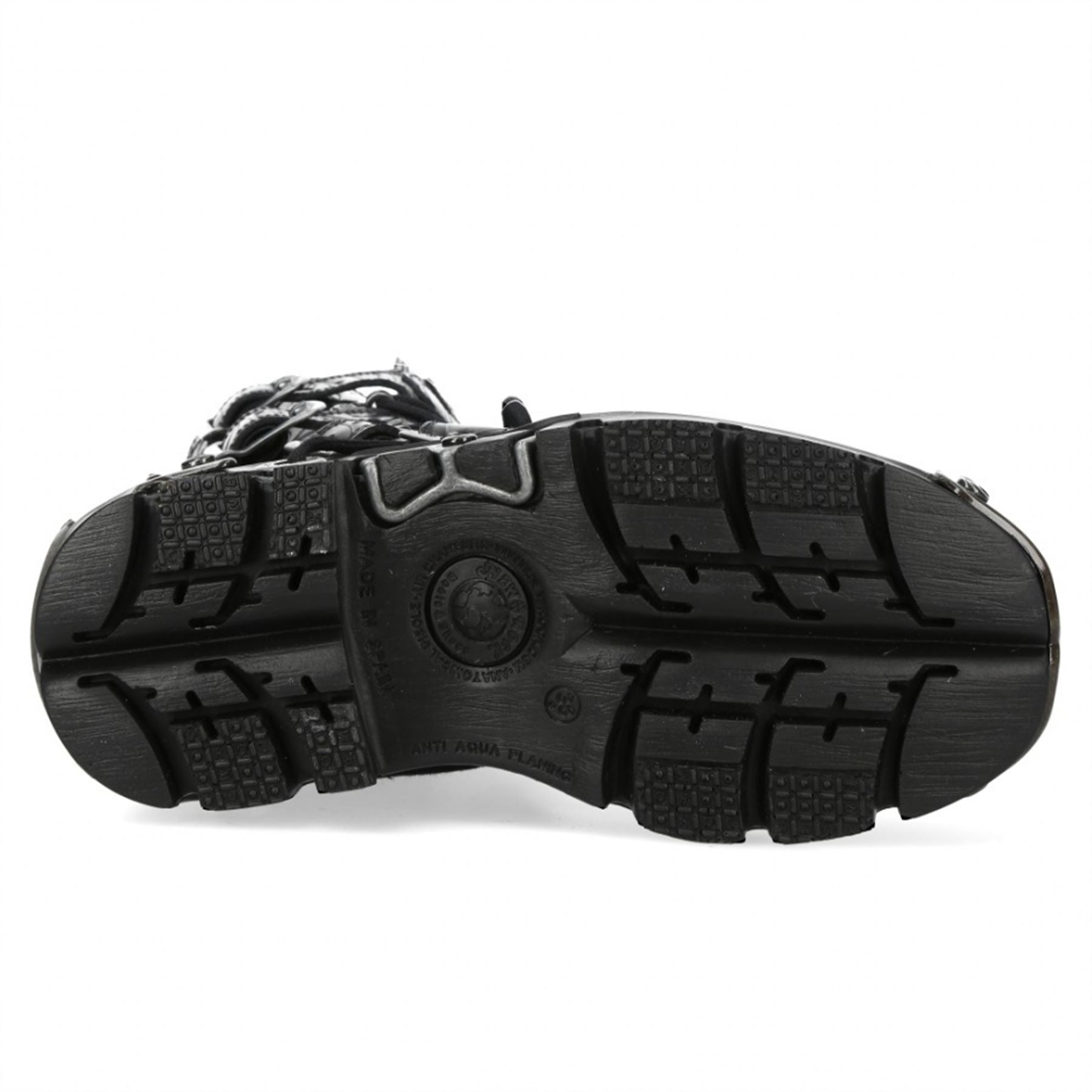 New Rock M-591-C63 Mid-Calf High Black Steel Leather Metallic Gothic Boots