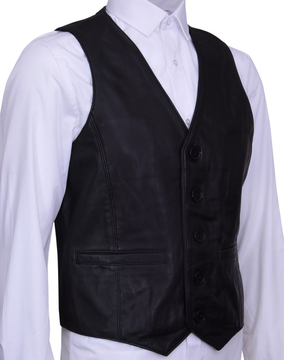 Mens Classic Leather Waistcoat-Grantham