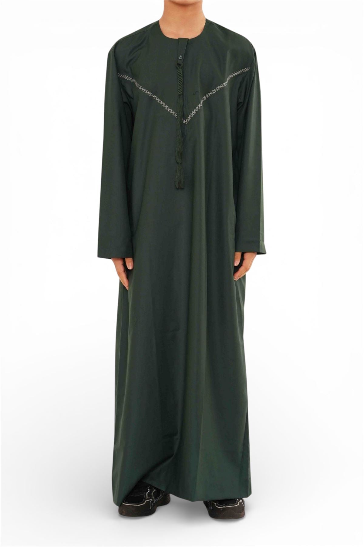 Kids Boys Moroccan Embroidered Djellaba Islamic Jubba Robe Tassel Ramadan Thobe