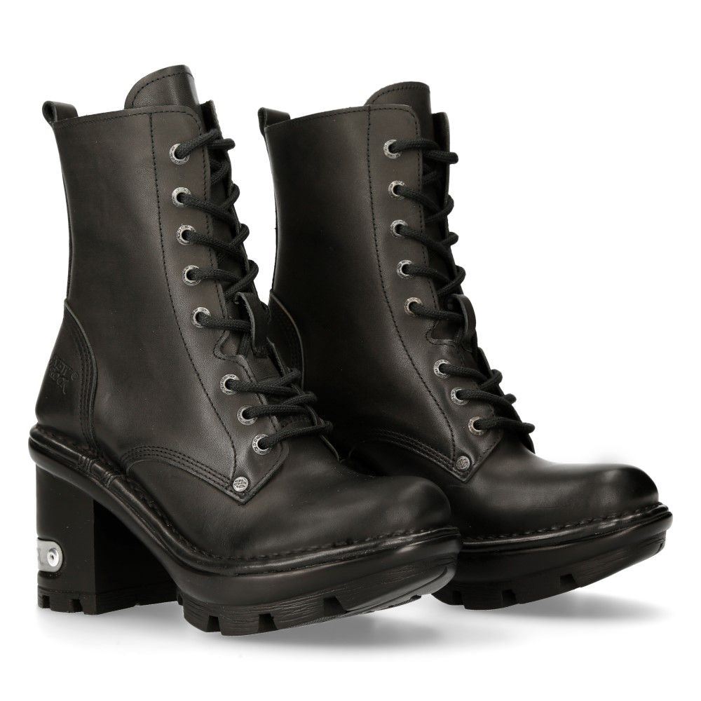 New Rock Gothic Black Leather Biker Boots- NEOTYRE07X-S1