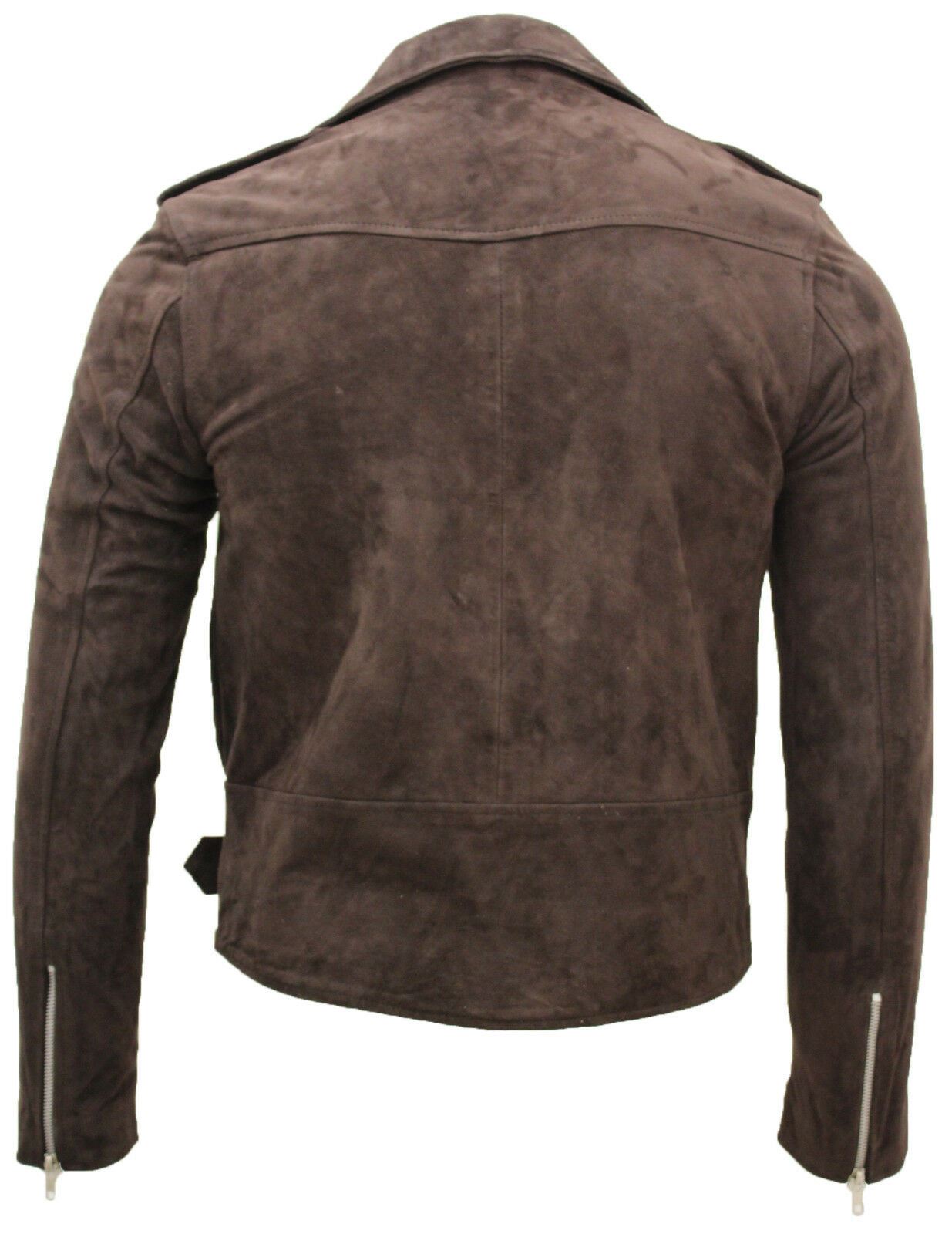 Mens Suede Leather Brando Biker Jacket-Stratford