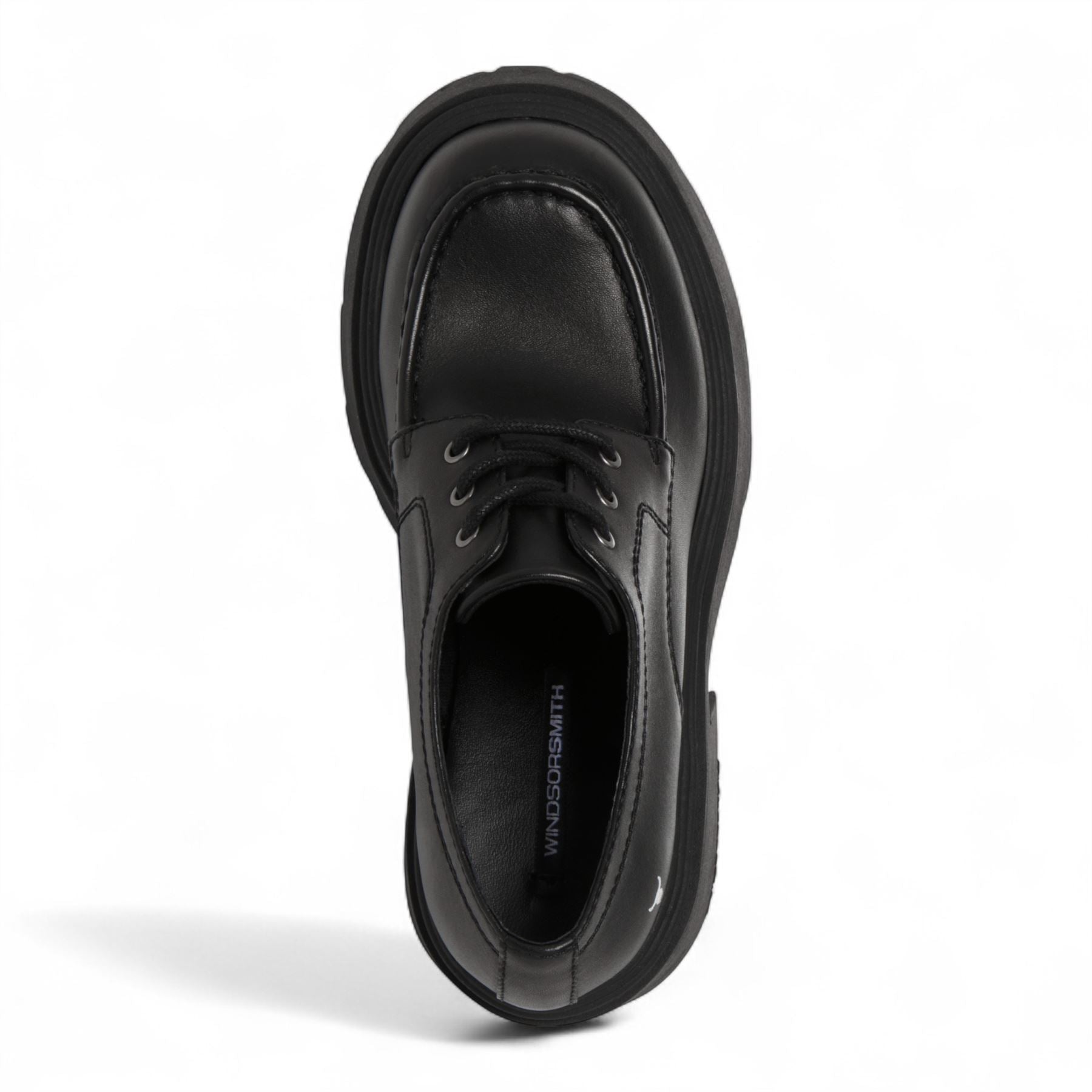 Windsorsmith Womens Black Leather Chunky Platform Lace-Up Shoes - Starcrossed