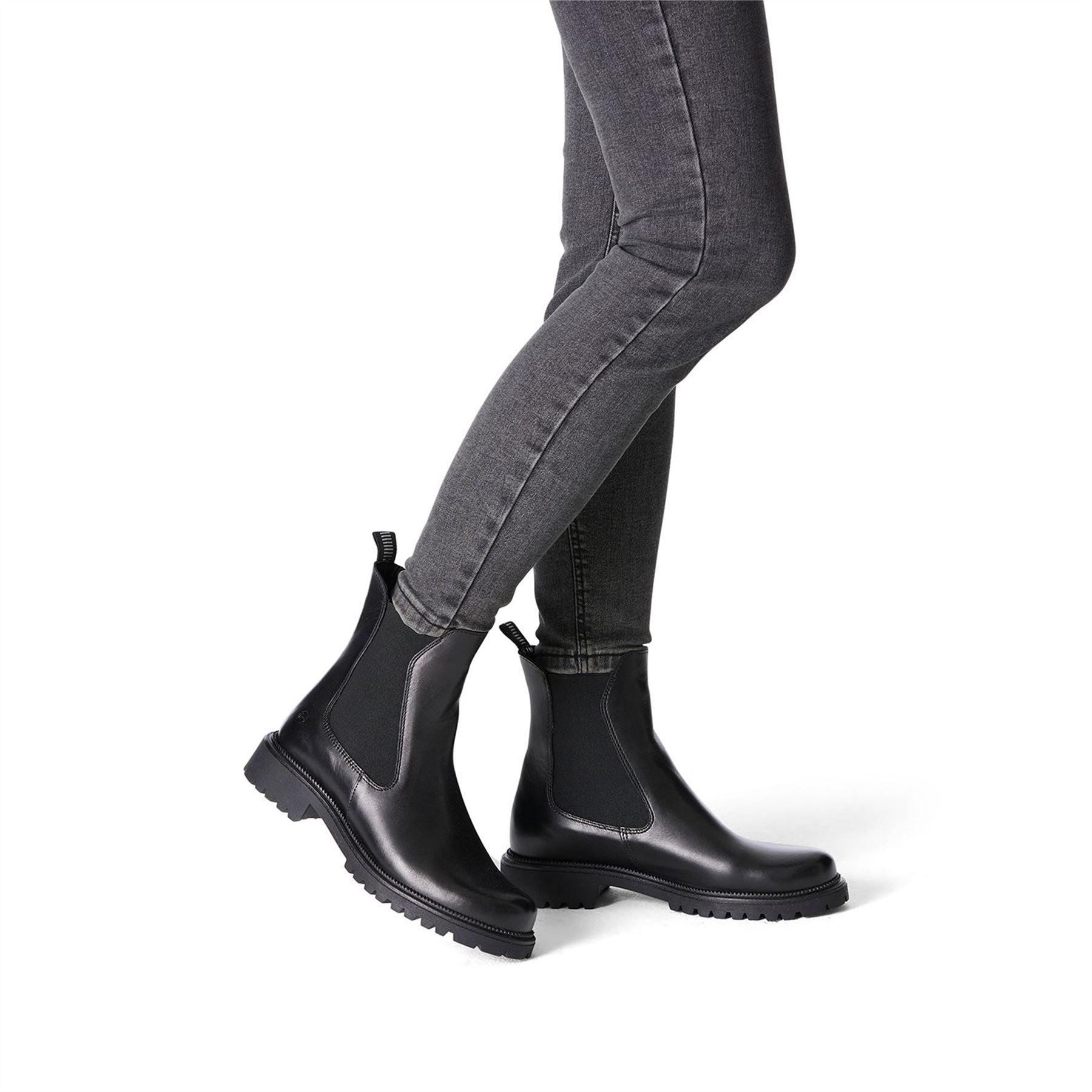 Tamaris Womens Black Leather Classic High Chelsea Ankle Boots