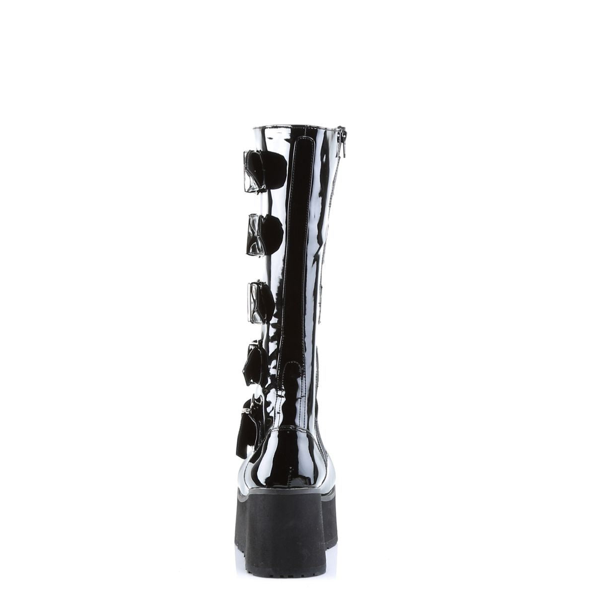 Demonia Trashville 518 Black Patent Leather Mid Calf Boots