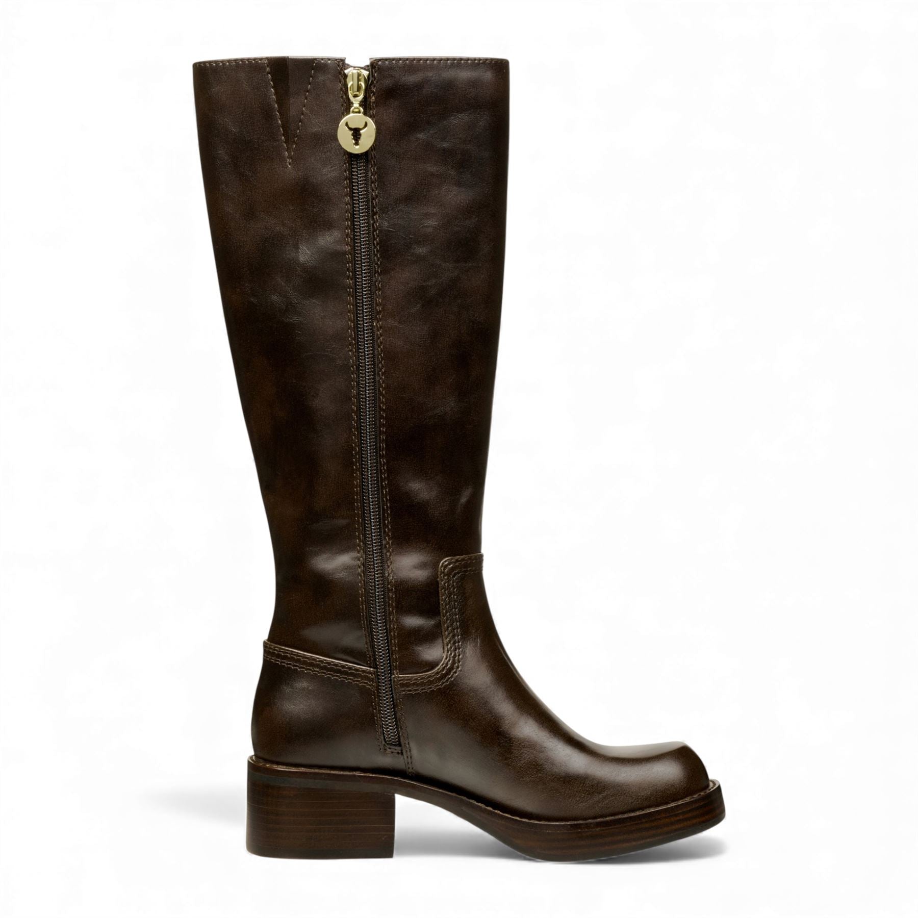 Windsorsmith Womens Espresso Brown Faux Leather Knee-High Riding Boots - Technique