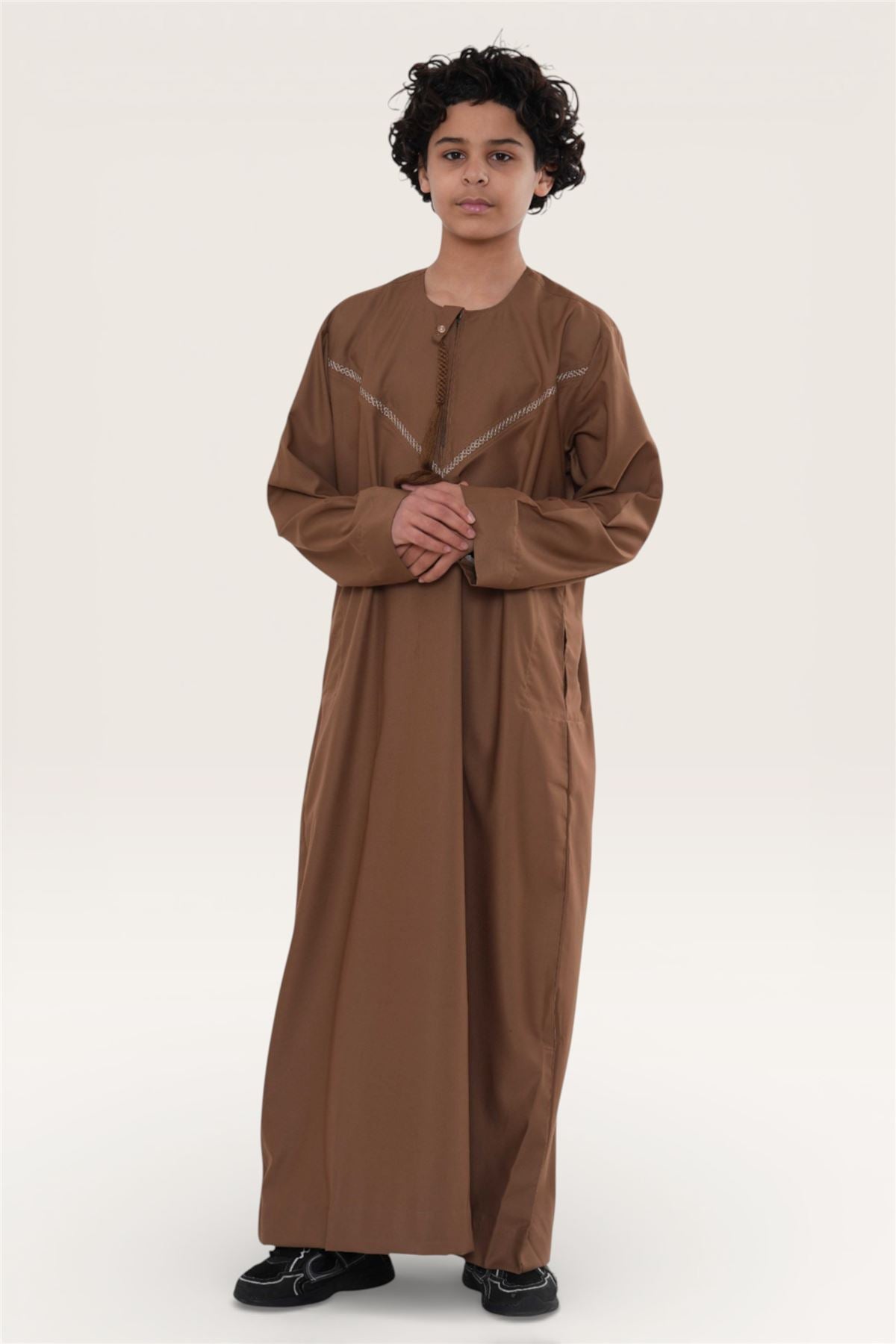 Kids Boys Moroccan Embroidered Djellaba Islamic Jubba Robe Tassel Ramadan Thobe