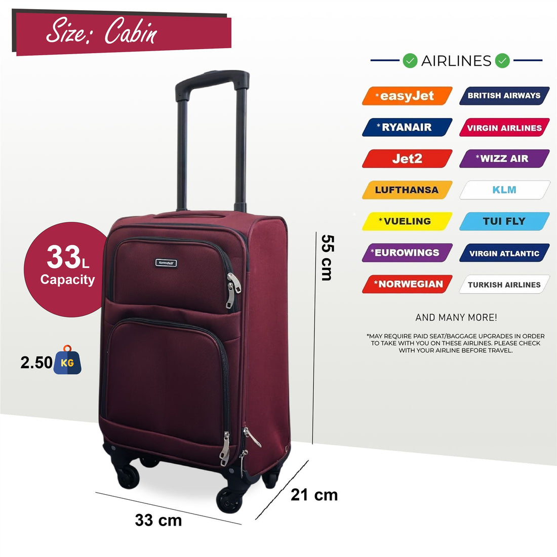 Tahara Cabin Soft Shell Suitcase in Wine