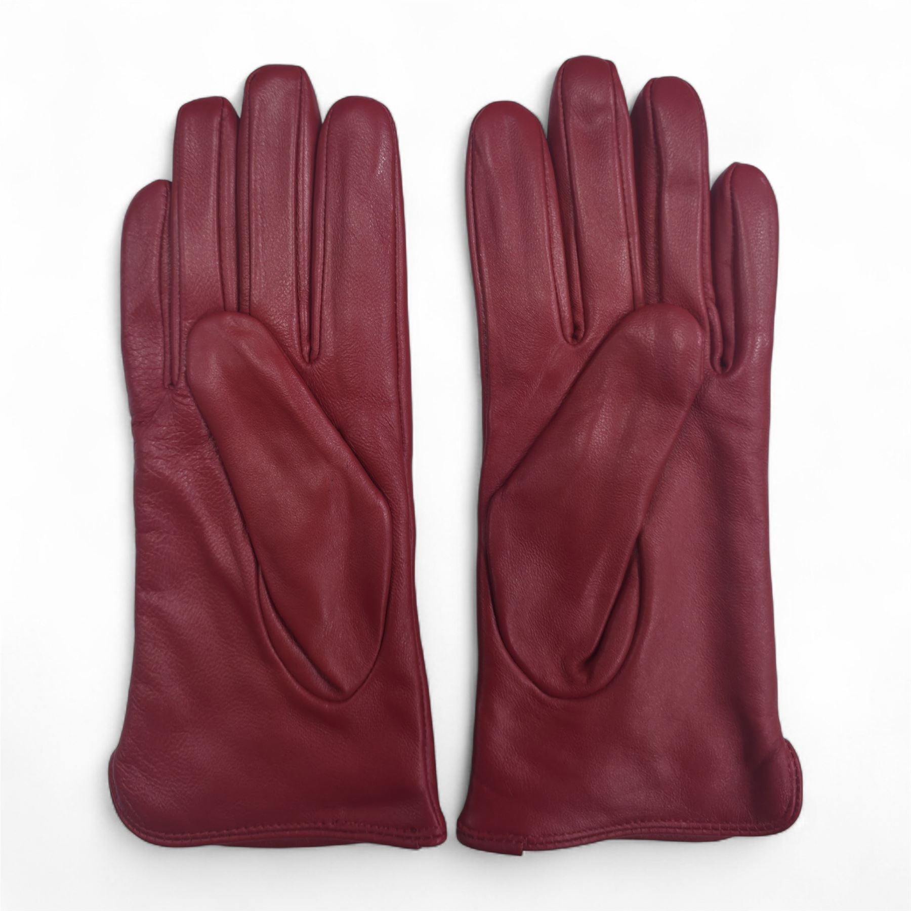 Womens Italian Leather Winter Stitch Line Design Soft Wool Lining Gloves