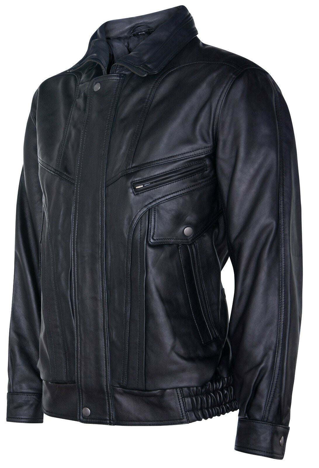 Mens Harrington Bomber Leather Jacket-Cheshunt