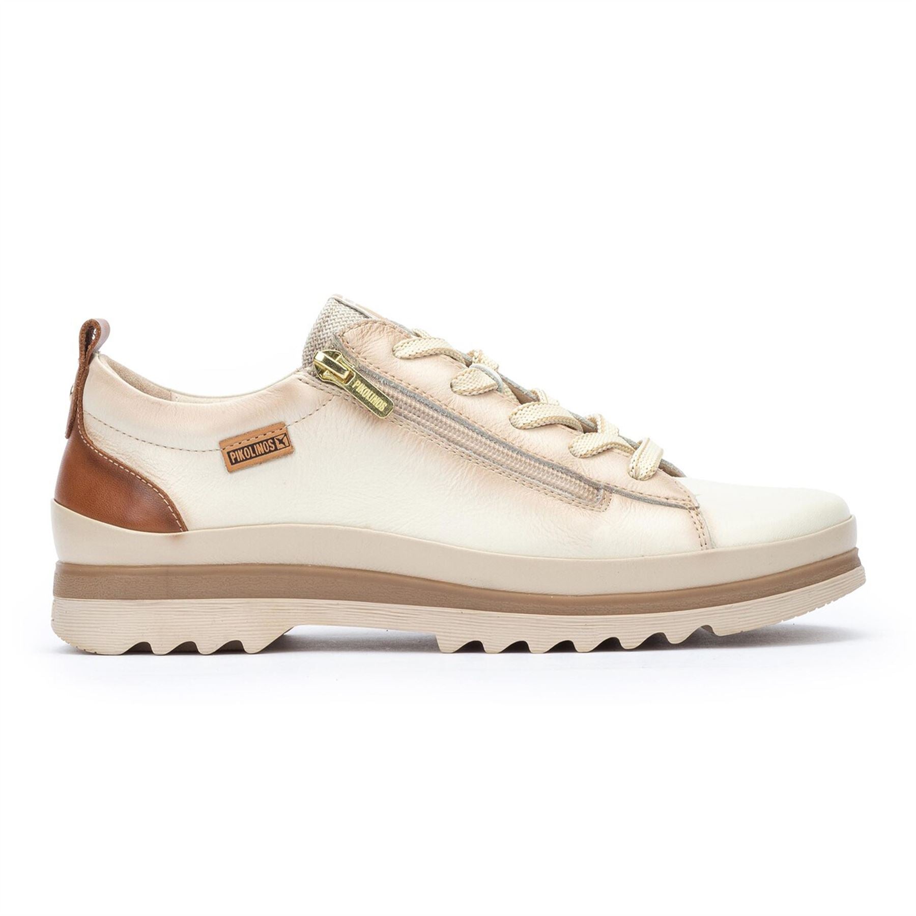 Pikolinos Women’s Nata White Leather Laces & Zipper Trainers - Vigo