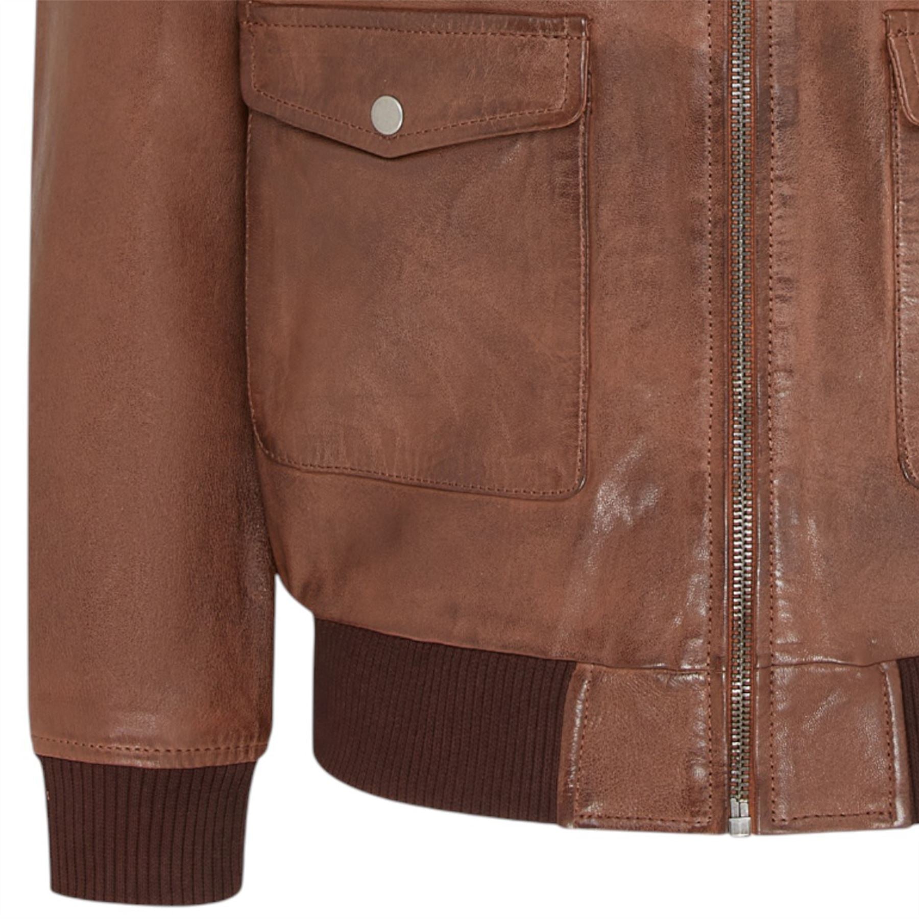 Men’s Leather Bomber G-1 Aviator Collar Jacket - Maverick