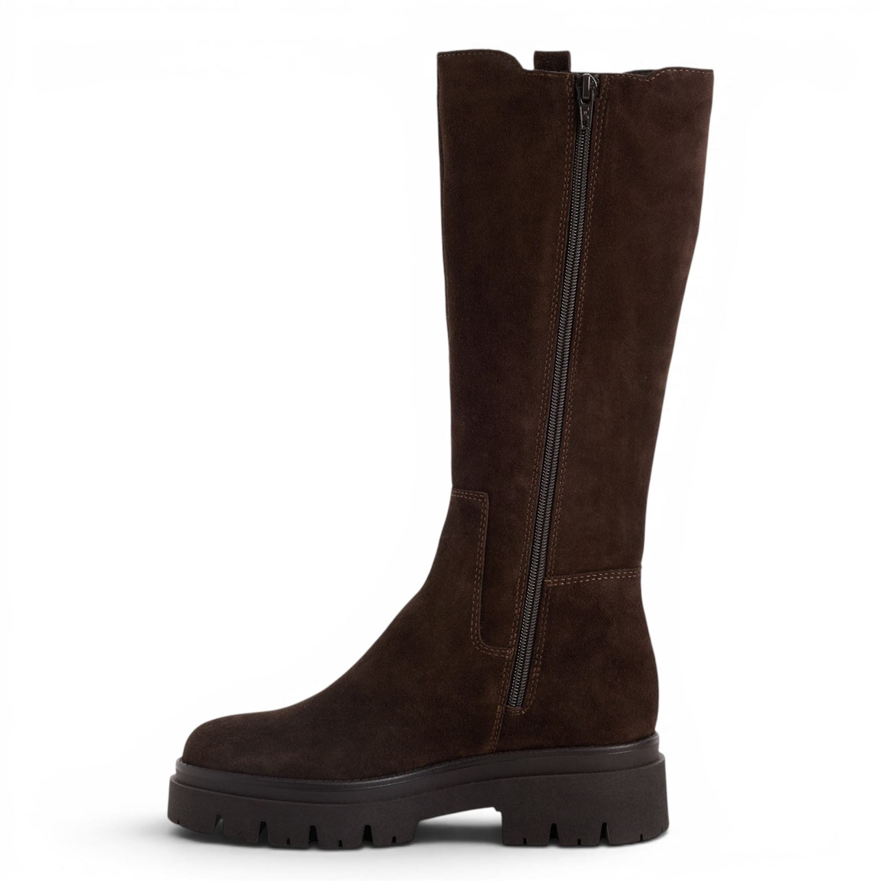 Tamaris Women’s Brown Leather Knee High Platform Heel Long Boots - 25608-41