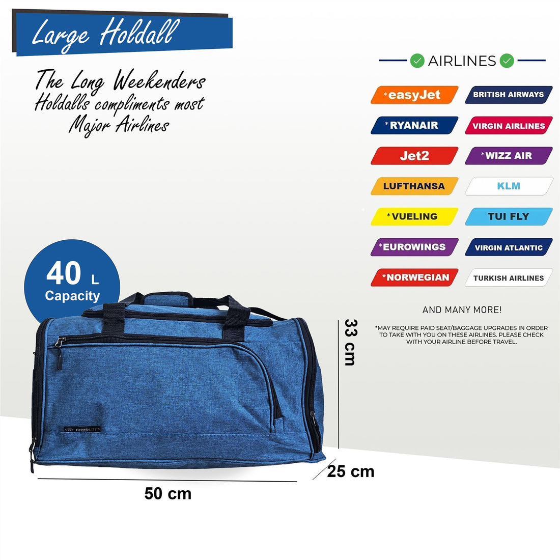 Large Duffel Weekend Holdall Carry-On Cabin Bag Gym Sports Travel Bag Teal