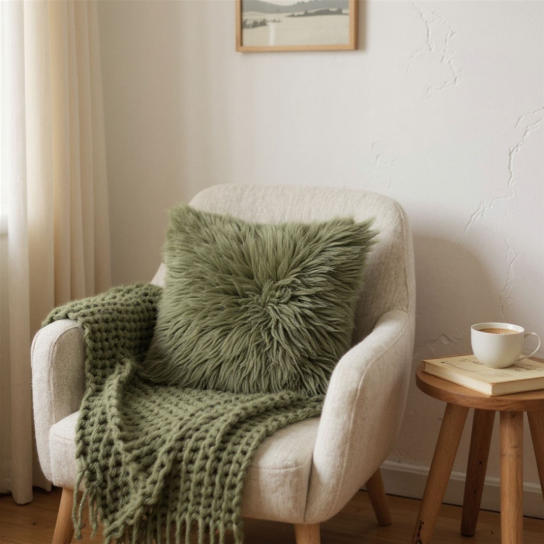 Genuine Sheepskin 40x40cm Real Wool Single Sided Cushion